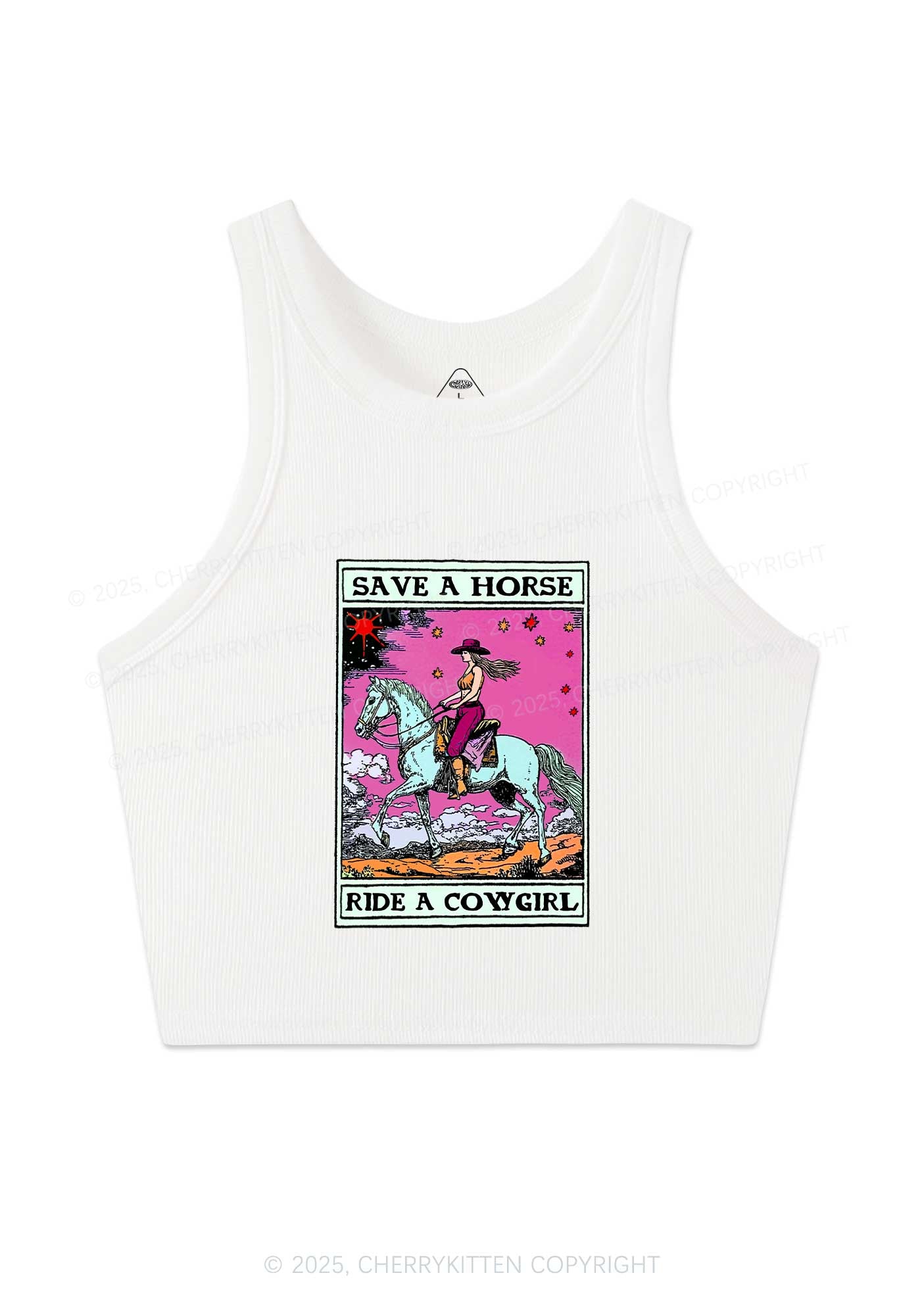 Save Horse Ride Cowgirl Pride Y2K Crop Tank Top Cherrykitten