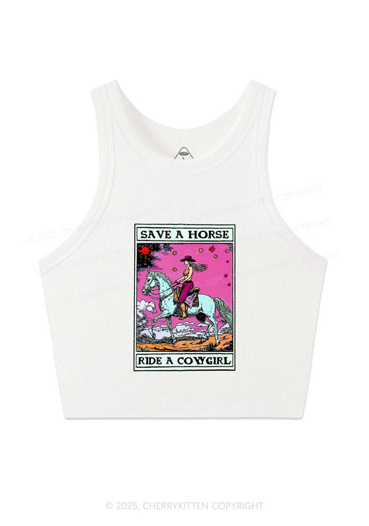 Save Horse Ride Cowgirl Pride Y2K Crop Tank Top Cherrykitten