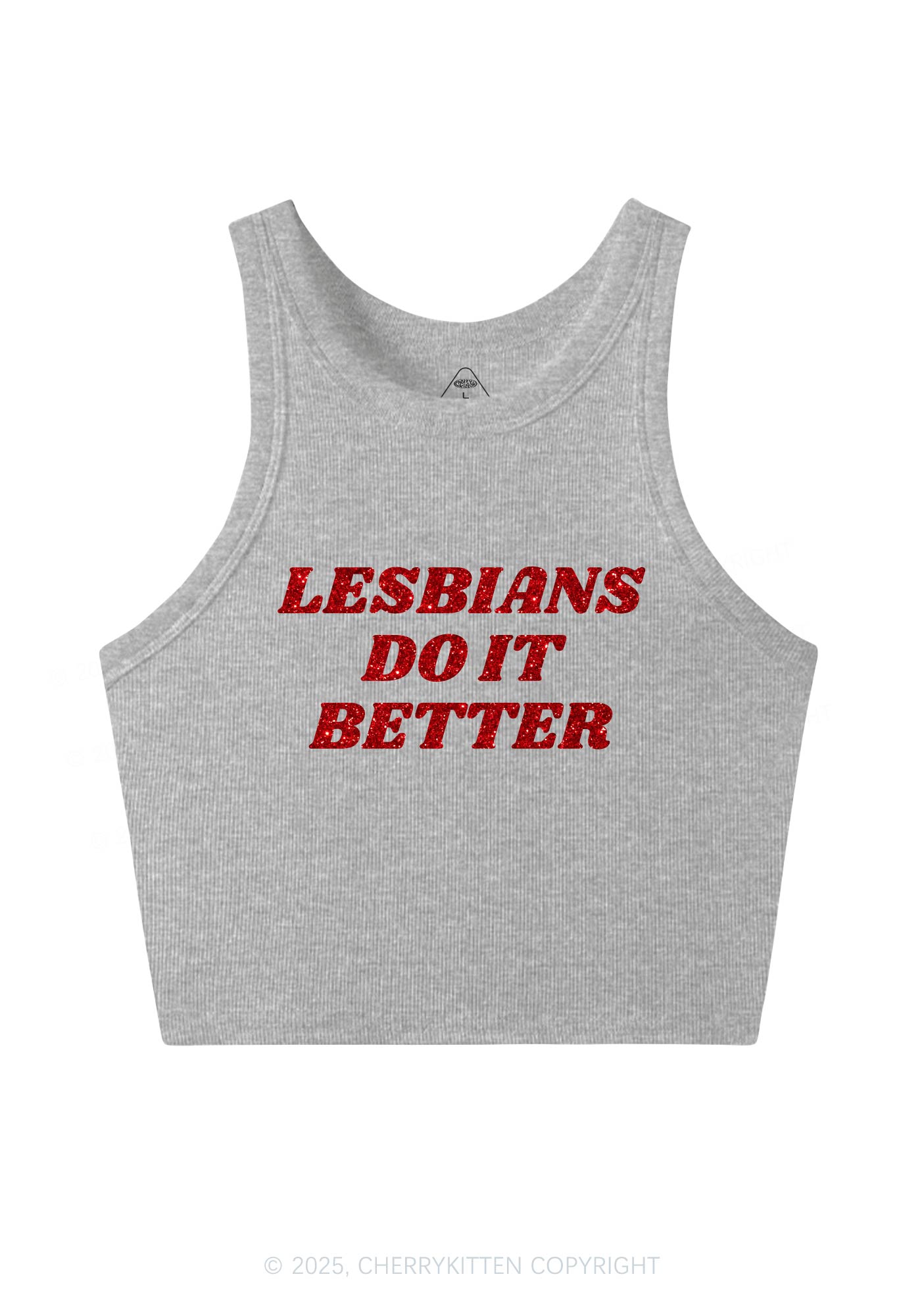 Glitter Lesbians Do It Better Pride Y2K Crop Tank Top Cherrykitten
