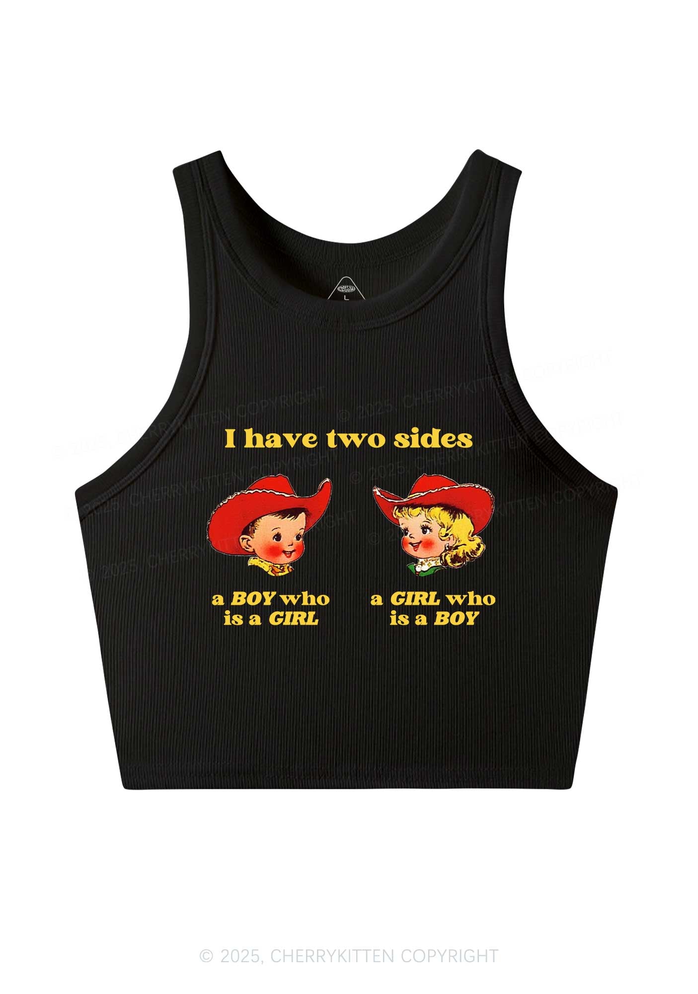 I Have Two Sides Pride Y2K Crop Tank Top Cherrykitten