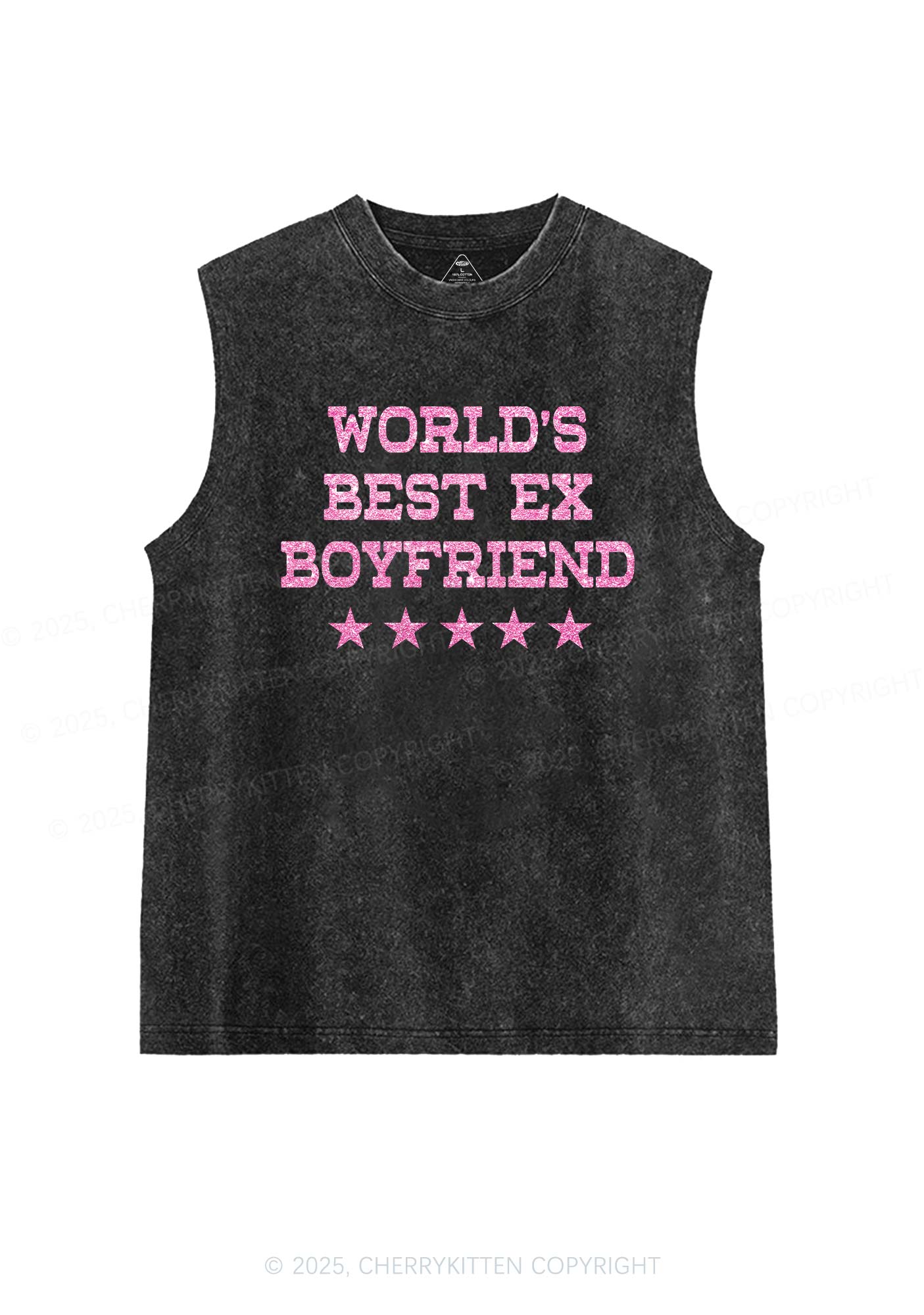 Glitter Best Ex Boyfriend Y2K Washed Muscle Tank Cherrykitten
