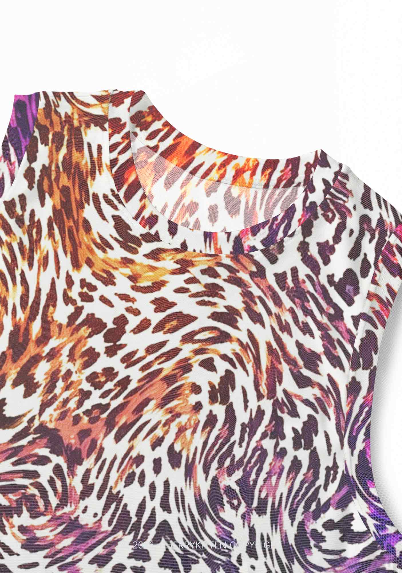 Lesbian Leopard Pride Y2K Mesh Muscle Tank Cherrykitten