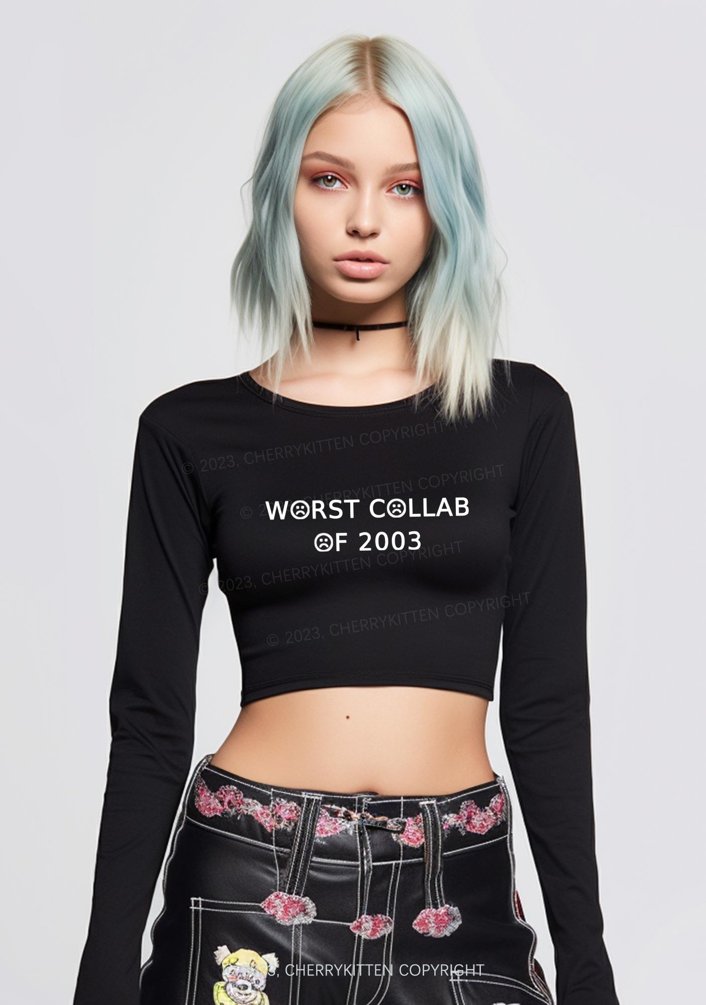 Custom Year Worst Collab Long Sleeve Crop Top Cherrykitten