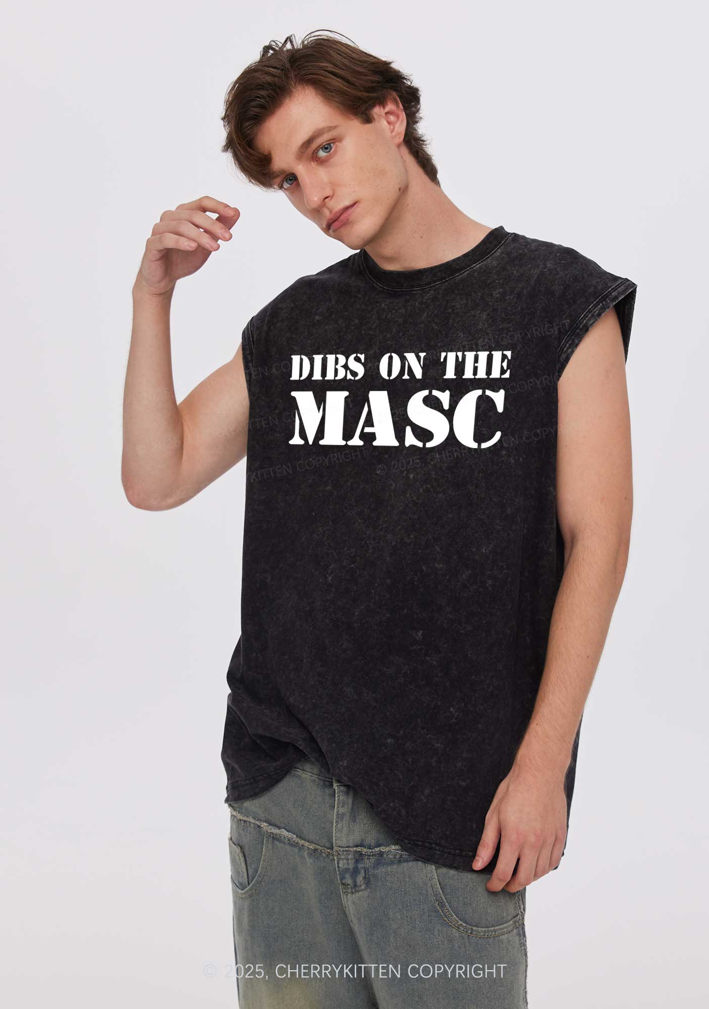 Dibs On The Masc Pride Y2K Washed Muscle Tank Cherrykitten