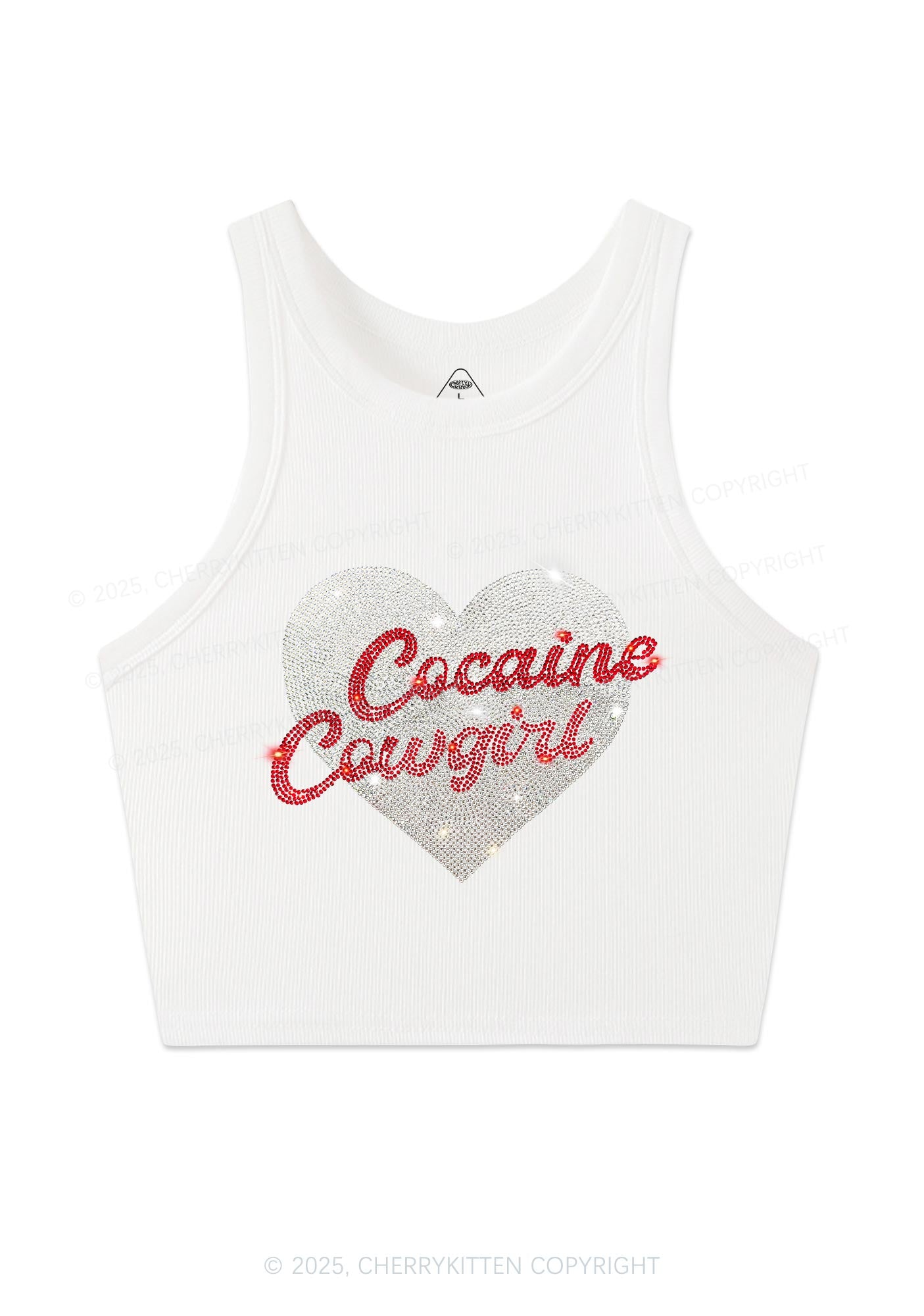 Rhinestone Cola Cowgirl Y2K Crop Tank Top Cherrykitten