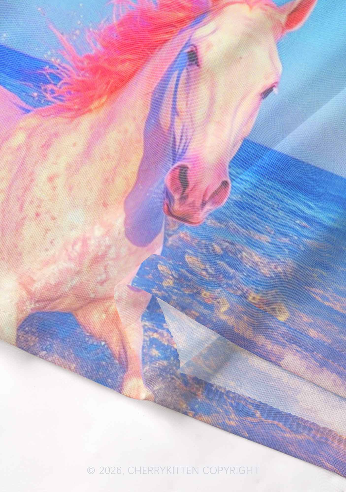 Blue Fag Princess Horse Pride Y2K Mesh Muscle Tank Cherrykitten