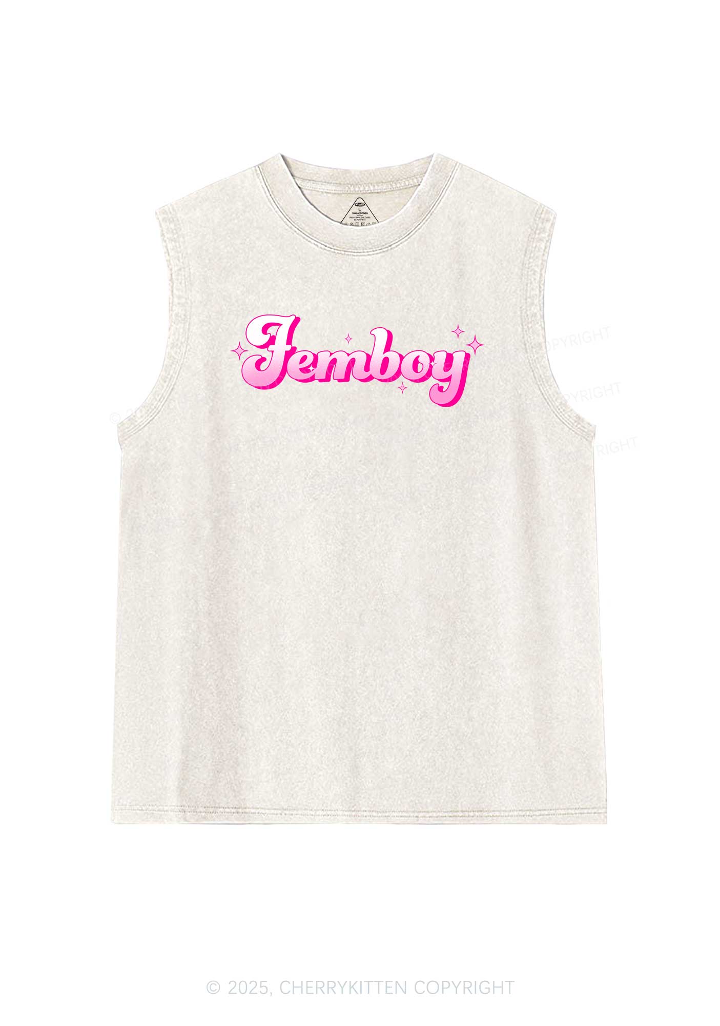 Femboy Pride Y2K Washed Muscle Tank Cherrykitten