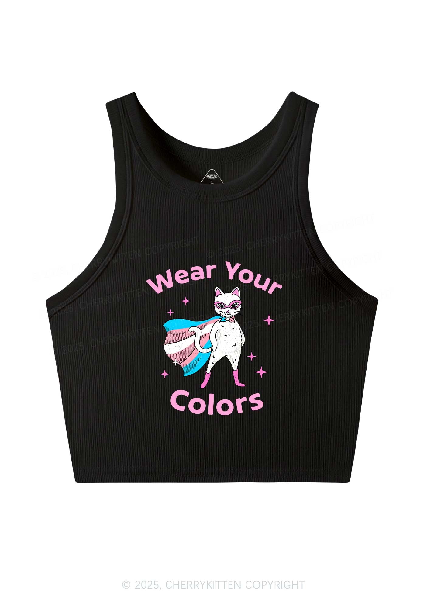 Transgender Flag Cat Pride Y2K Crop Tank Top Cherrykitten