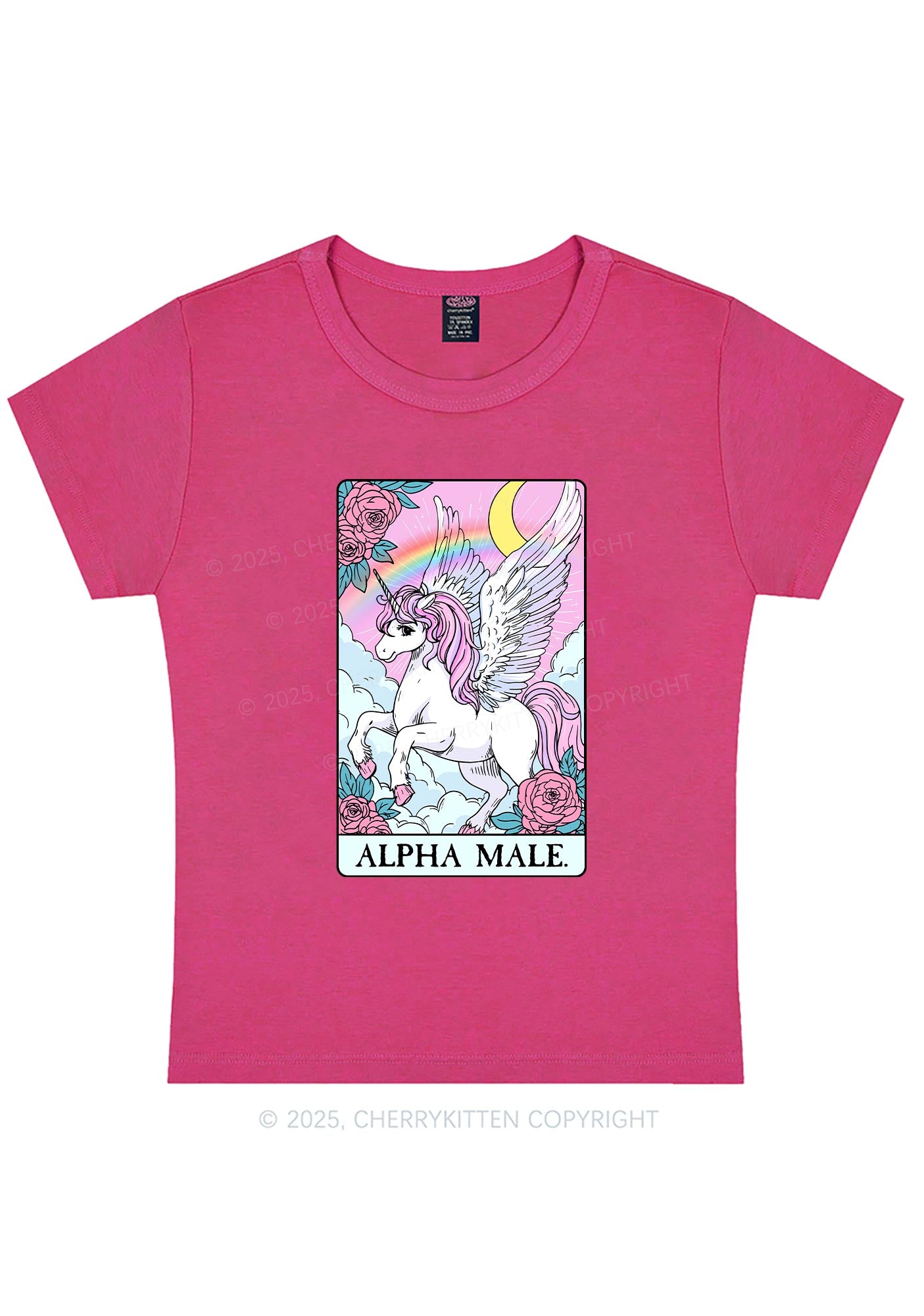 Rose Unicorn Alpha Male Y2K Baby Tee Cherrykitten