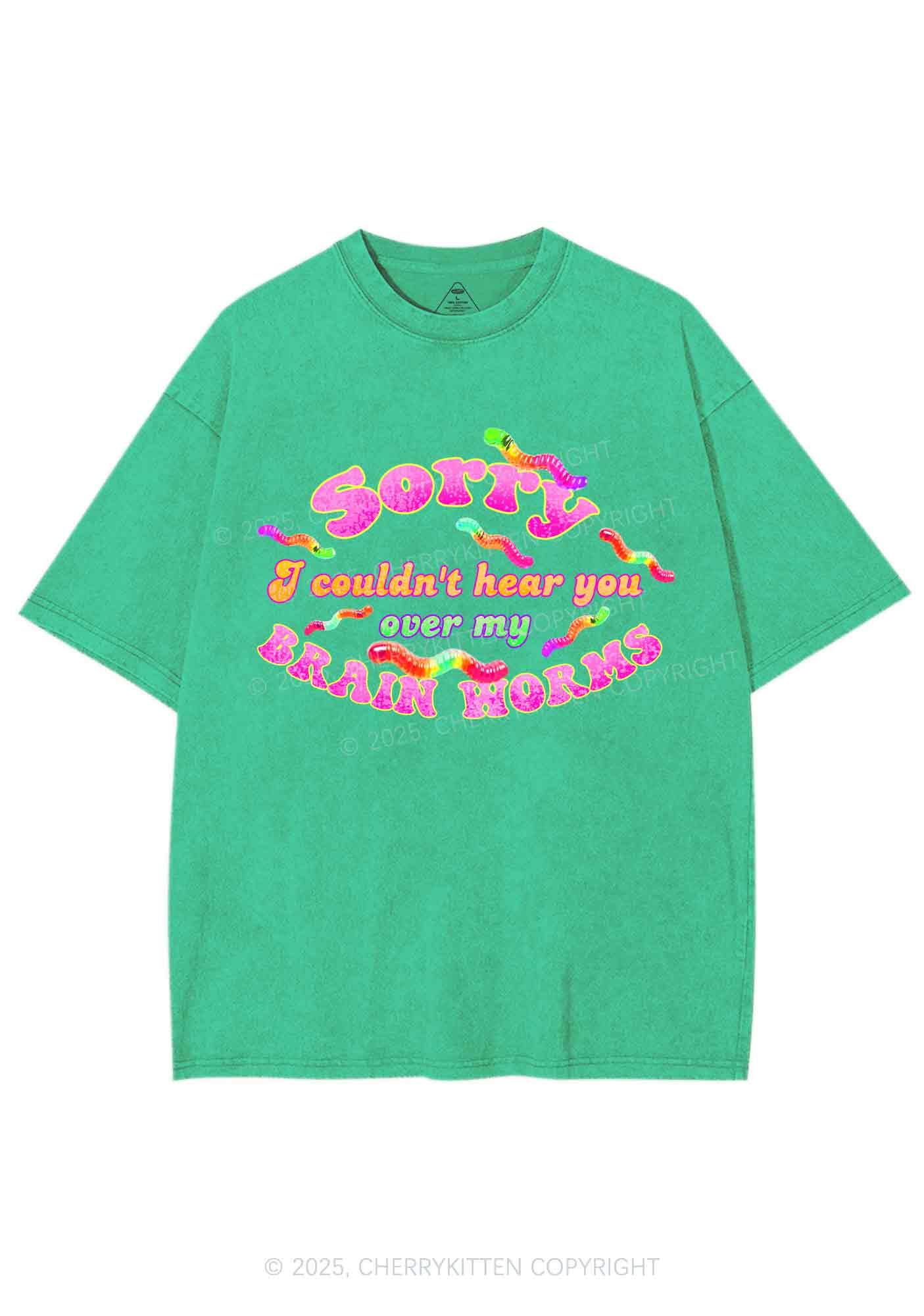 Brain Worms Y2K Shirts Washed Tee Cherrykitten