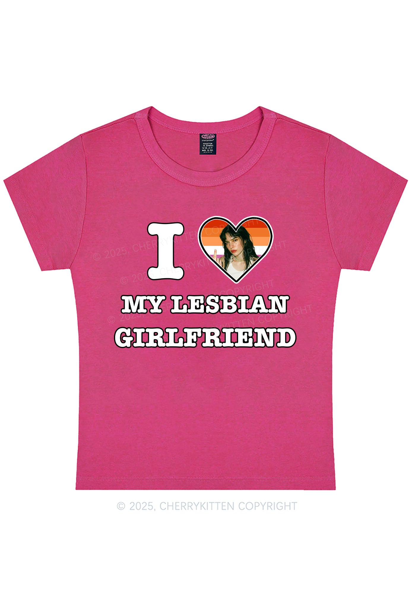 Custom My Lesbian GF Pride Y2K Baby Tee Cherrykitten