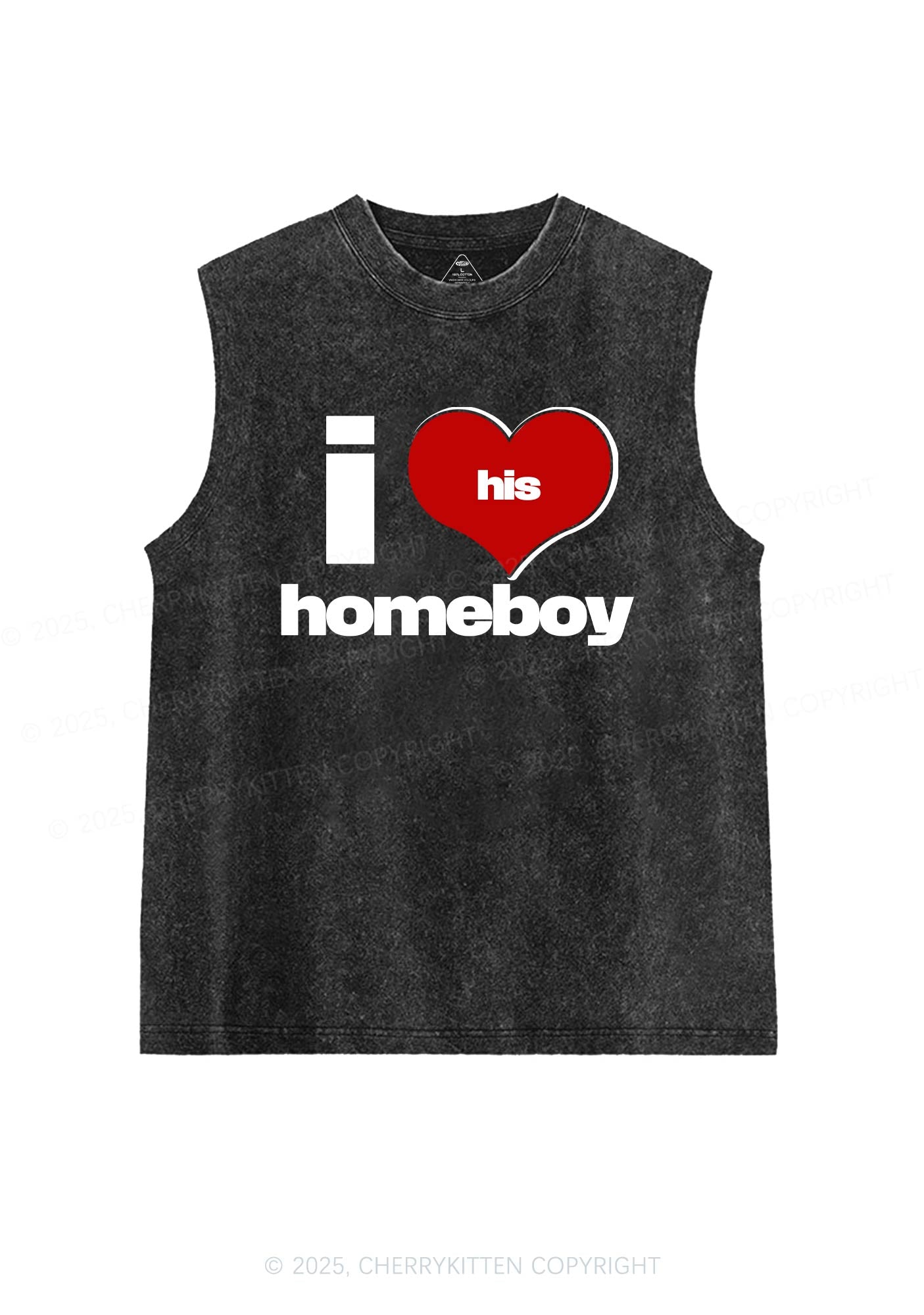 I Love His Homeboy Y2K Washed Muscle Tank Cherrykitten
