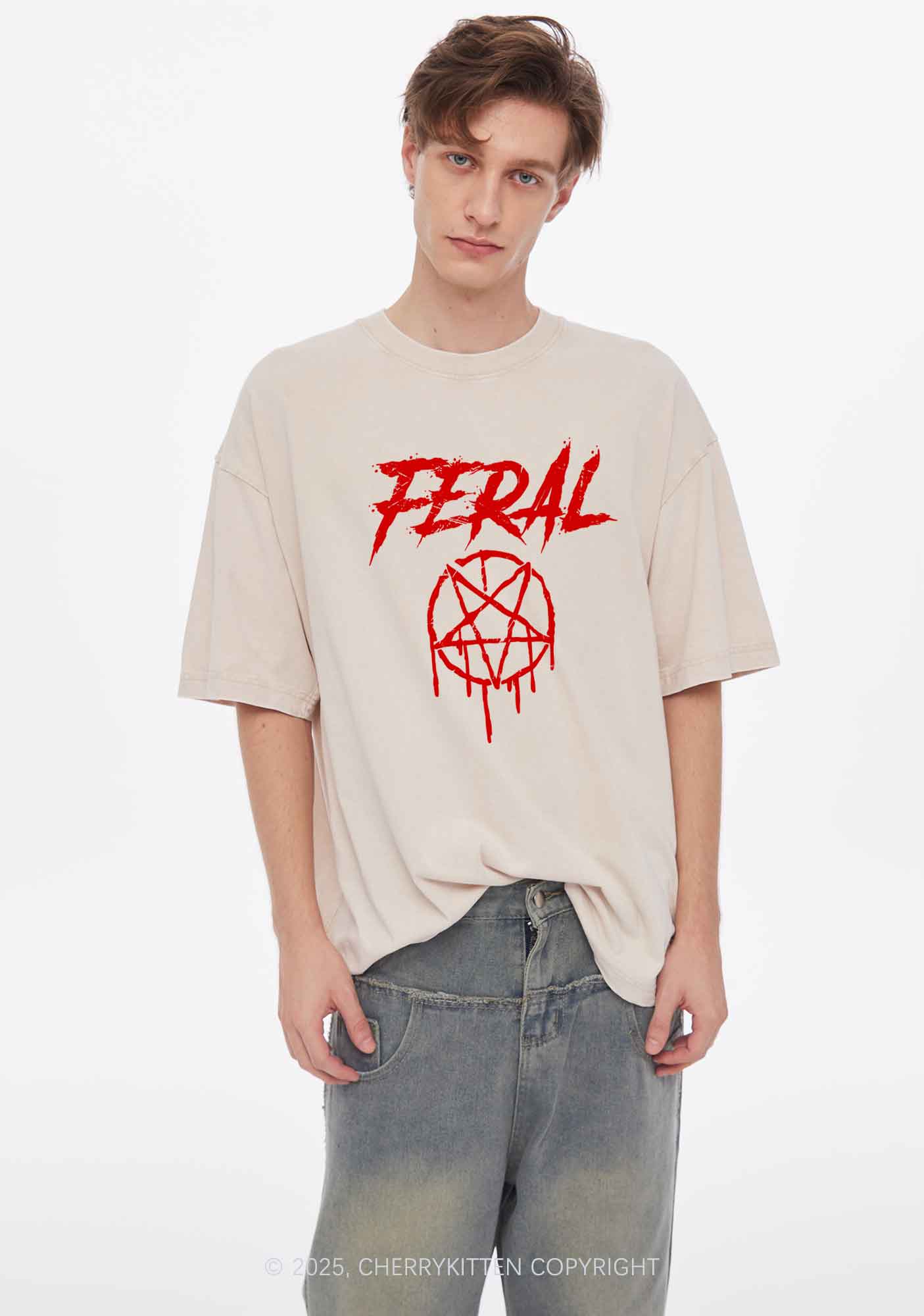 Halloween Feral Y2K Shirts Washed Tee Cherrykitten