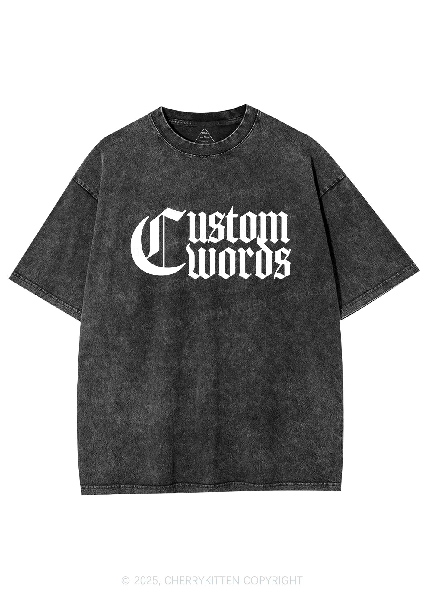 Custom Text Gothic Font Y2K Shirts Washed Tee Cherrykitten