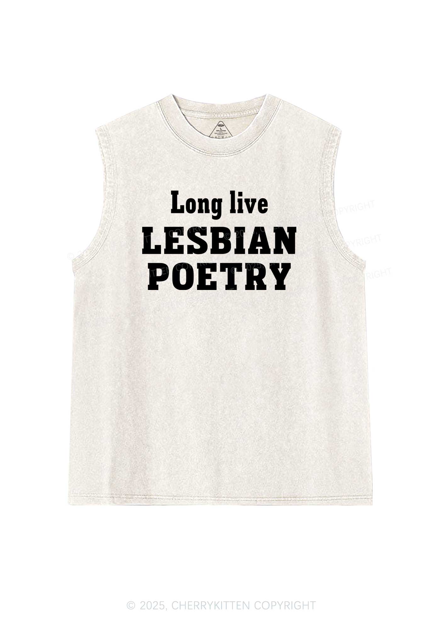 Lesbian Poetry Pride Y2K Washed Muscle Tank Cherrykitten