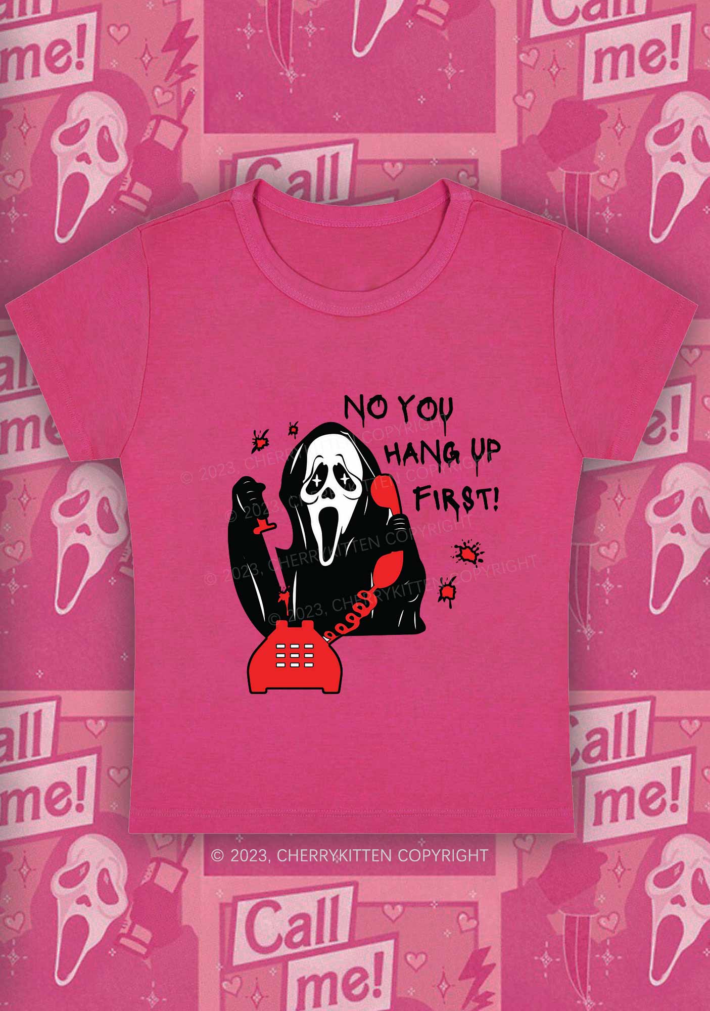 Halloween You Hang Up First Scary Bloodstains Y2K Baby Tee Cherrykitten