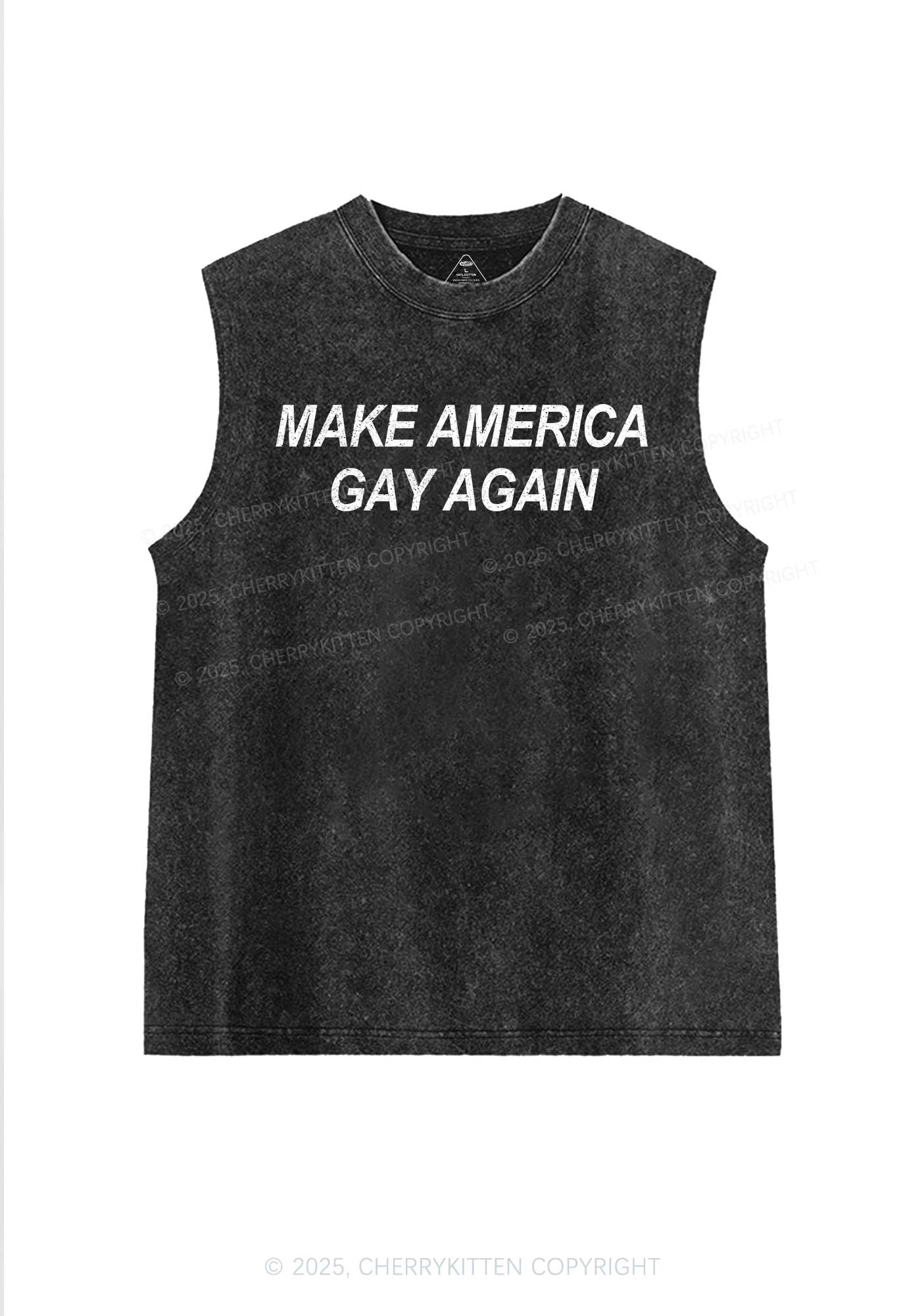 Make America Gay Again Pride Y2K Washed Muscle Tank Cherrykitten