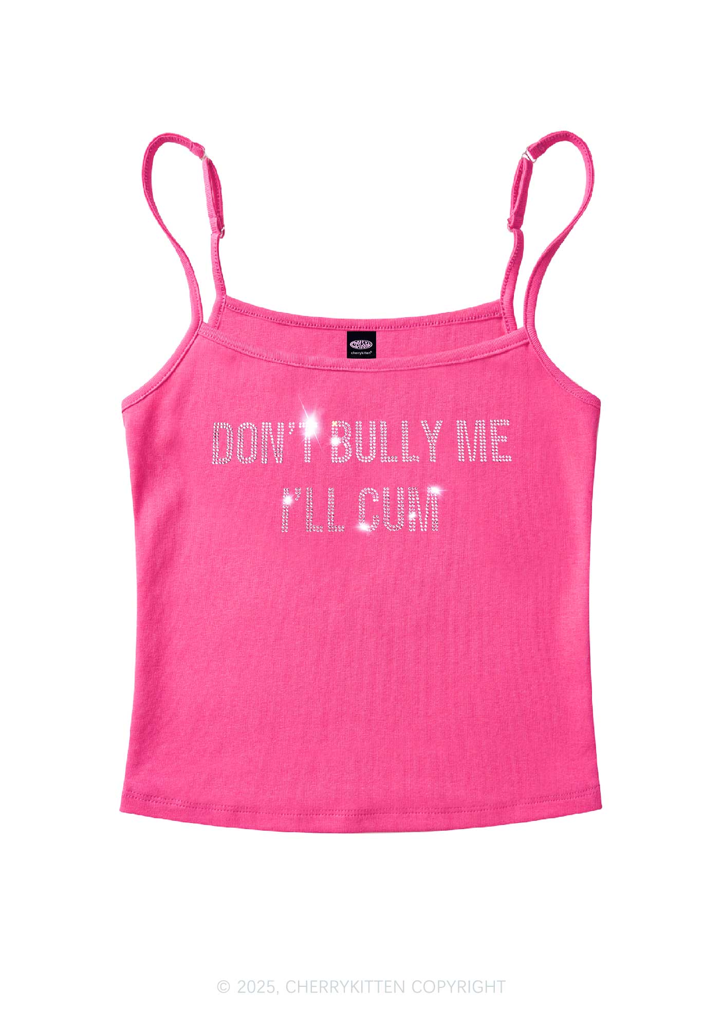 Rhinestone Dont Bully Me Y2K Spaghetti Strap Cami Cherrykitten