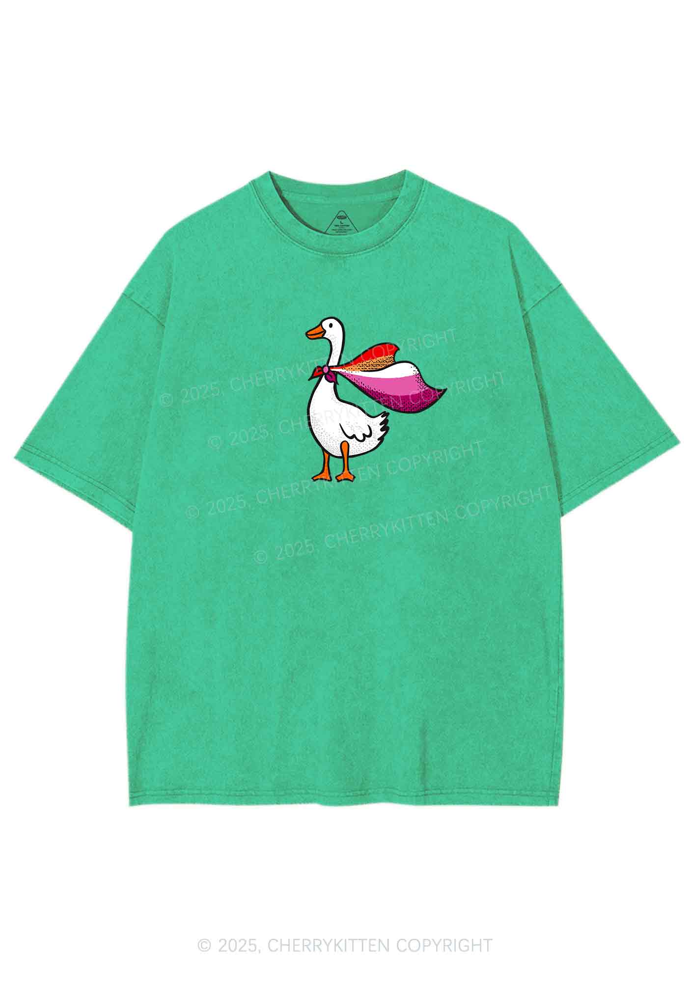 Lesbian Goose Pride Y2K Shirts Washed Tee Cherrykitten