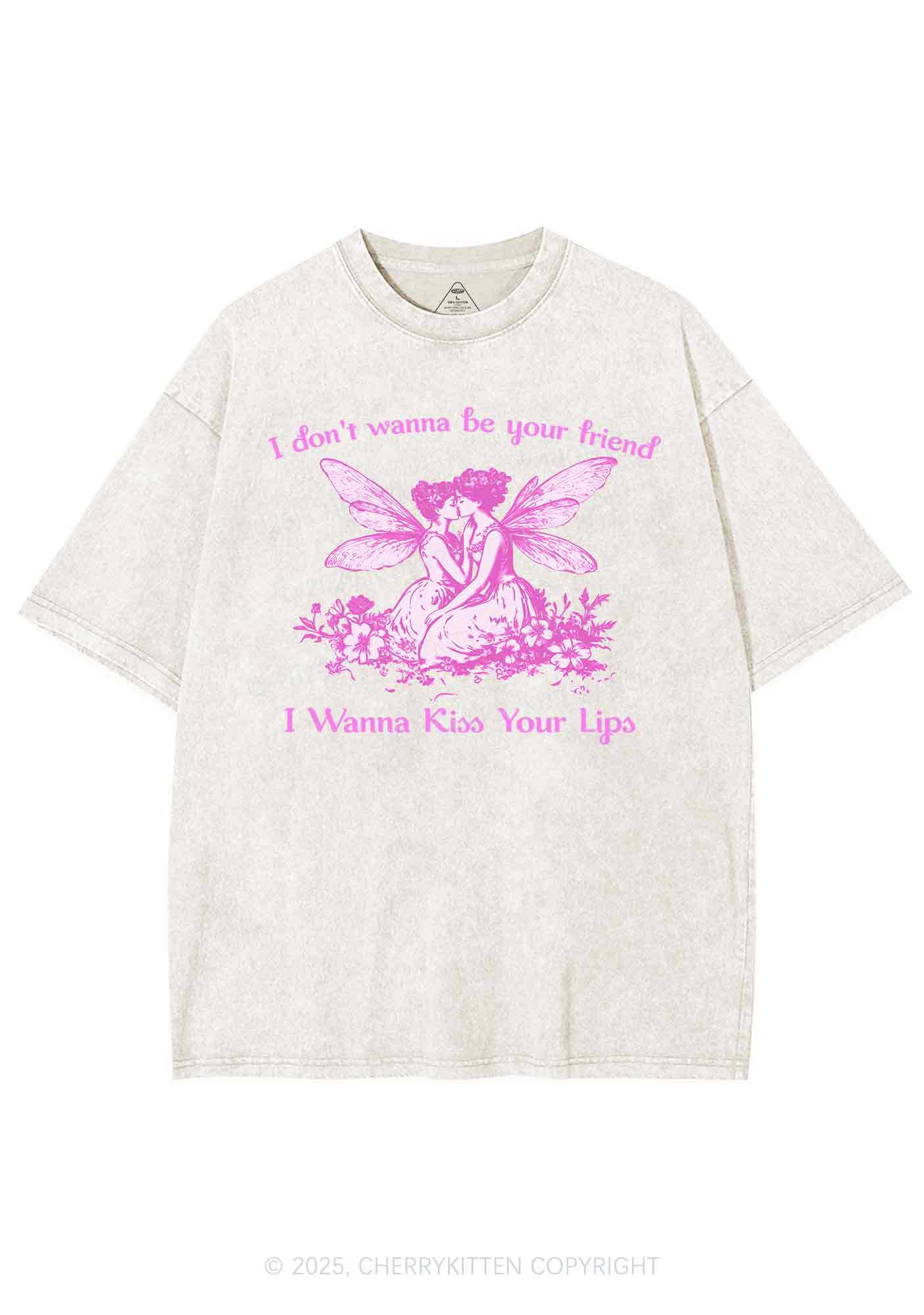 I Wanna Kiss Your Lips Pride Y2K Shirts Washed Tee Cherrykitten