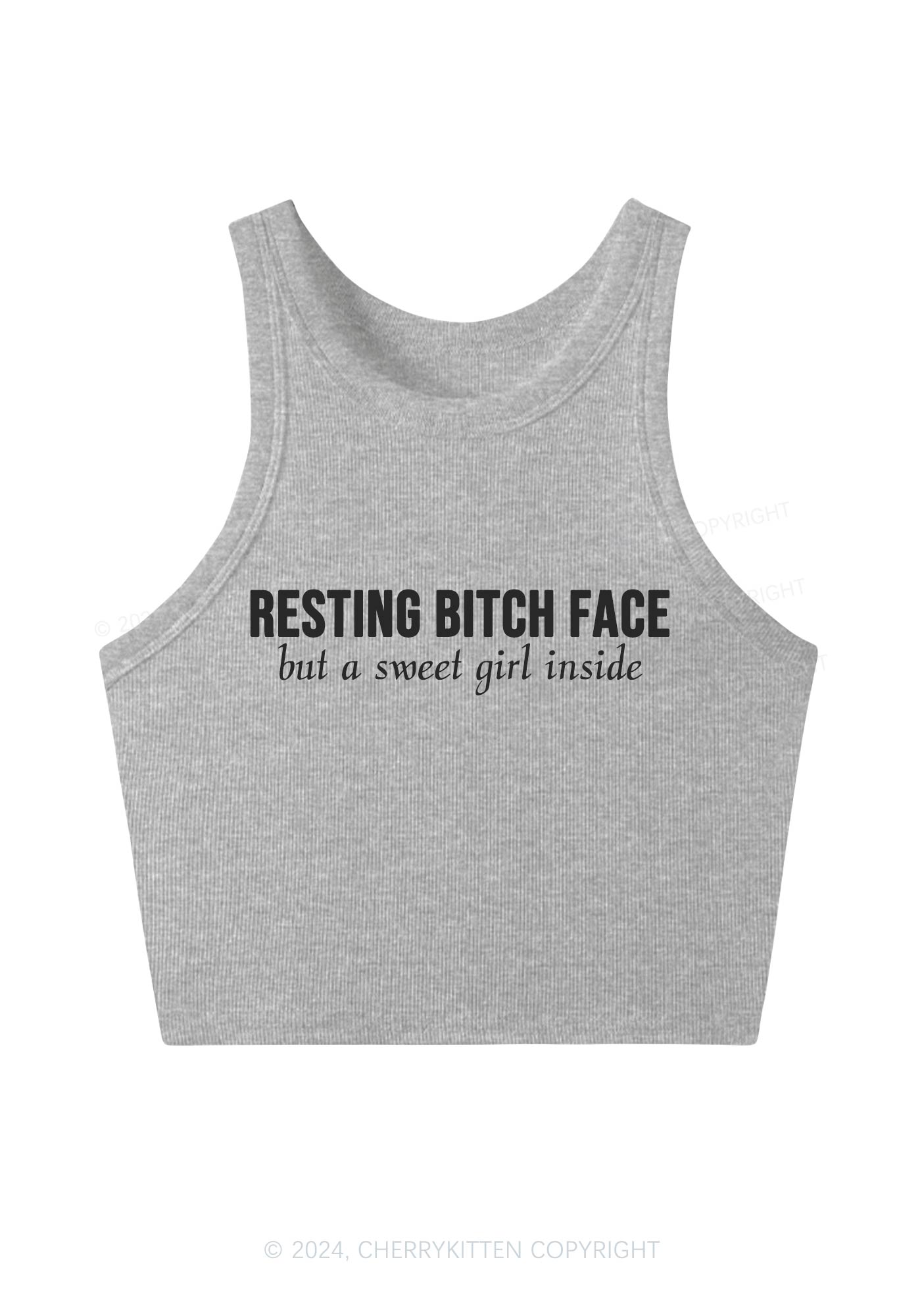 Resting Bxxch Face Y2K Crop Tank Top Cherrykitten