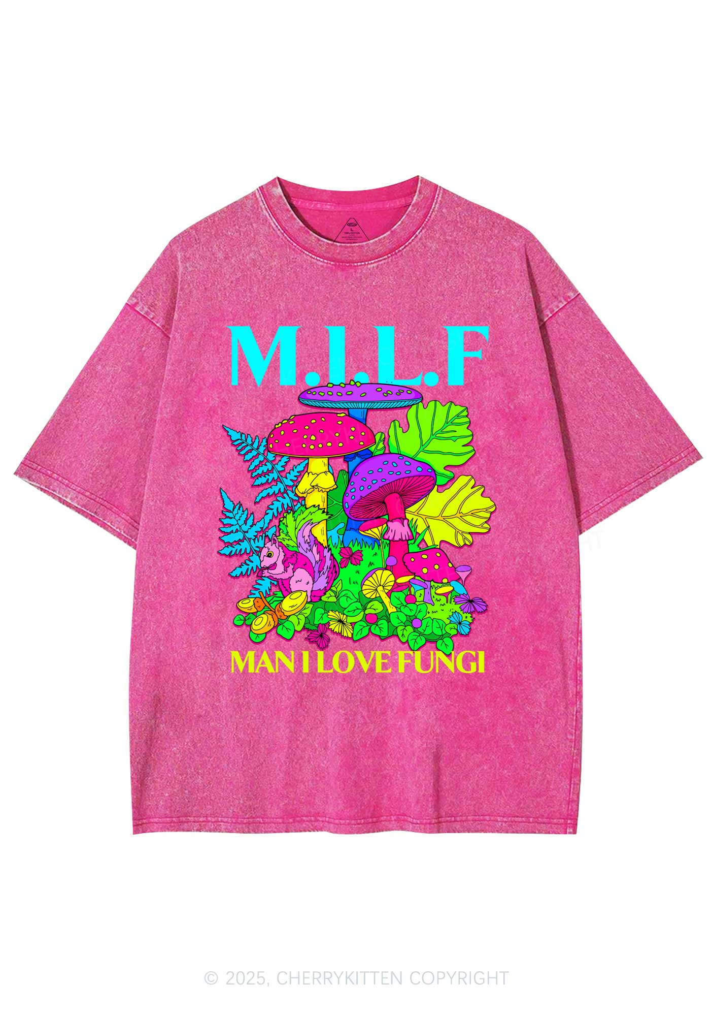 Man I Love Fungi Y2K Shirts Washed Tee Cherrykitten
