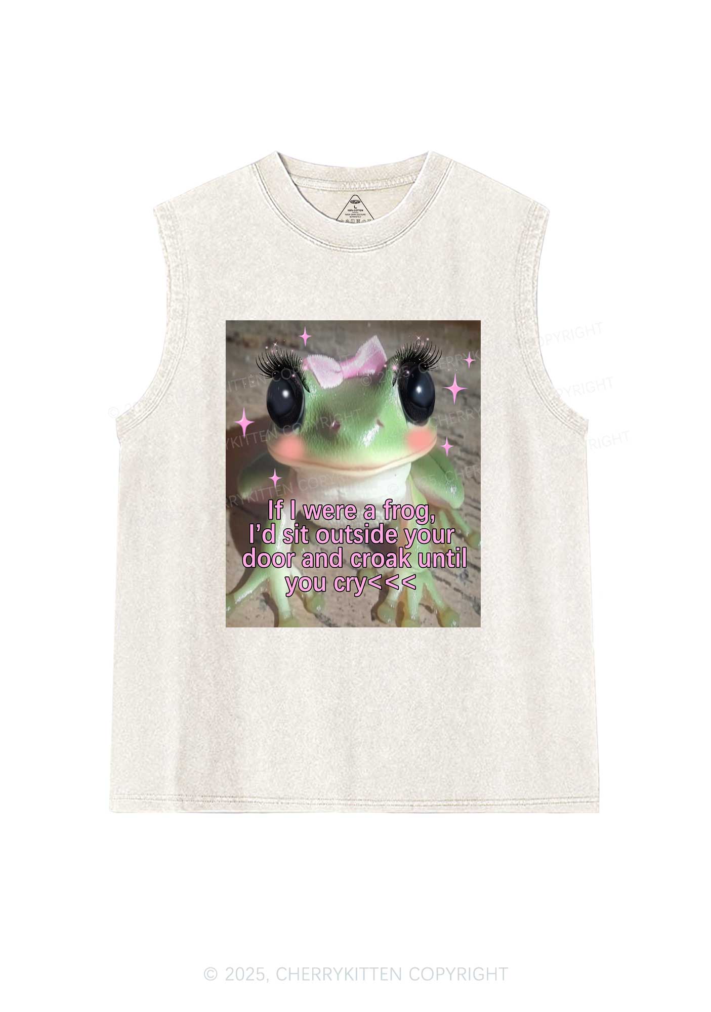 If I Were Frog Y2K Washed Muscle Tank Cherrykitten