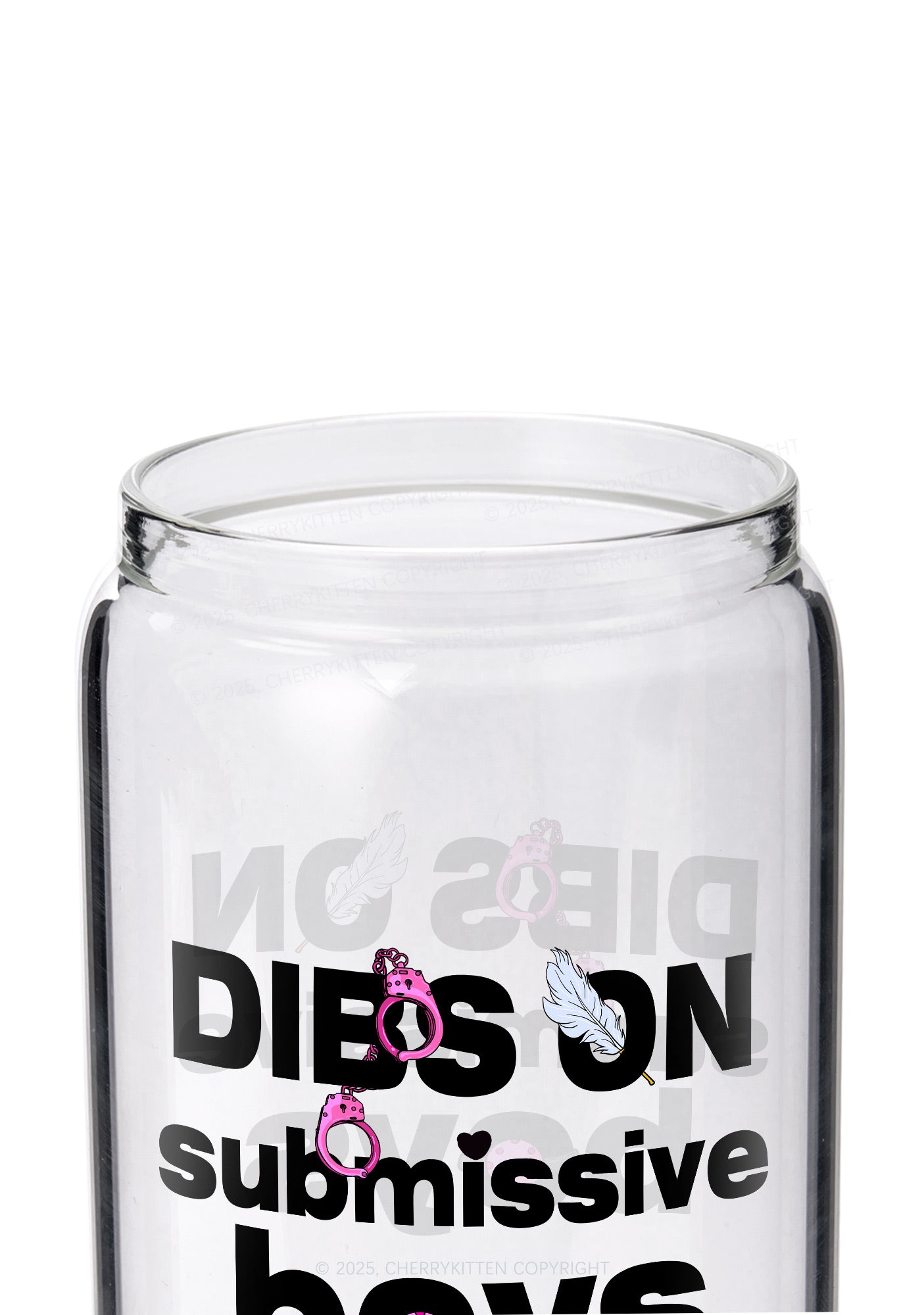 Dibs On S Boys Y2K Printed Glass Cup Cherrykitten