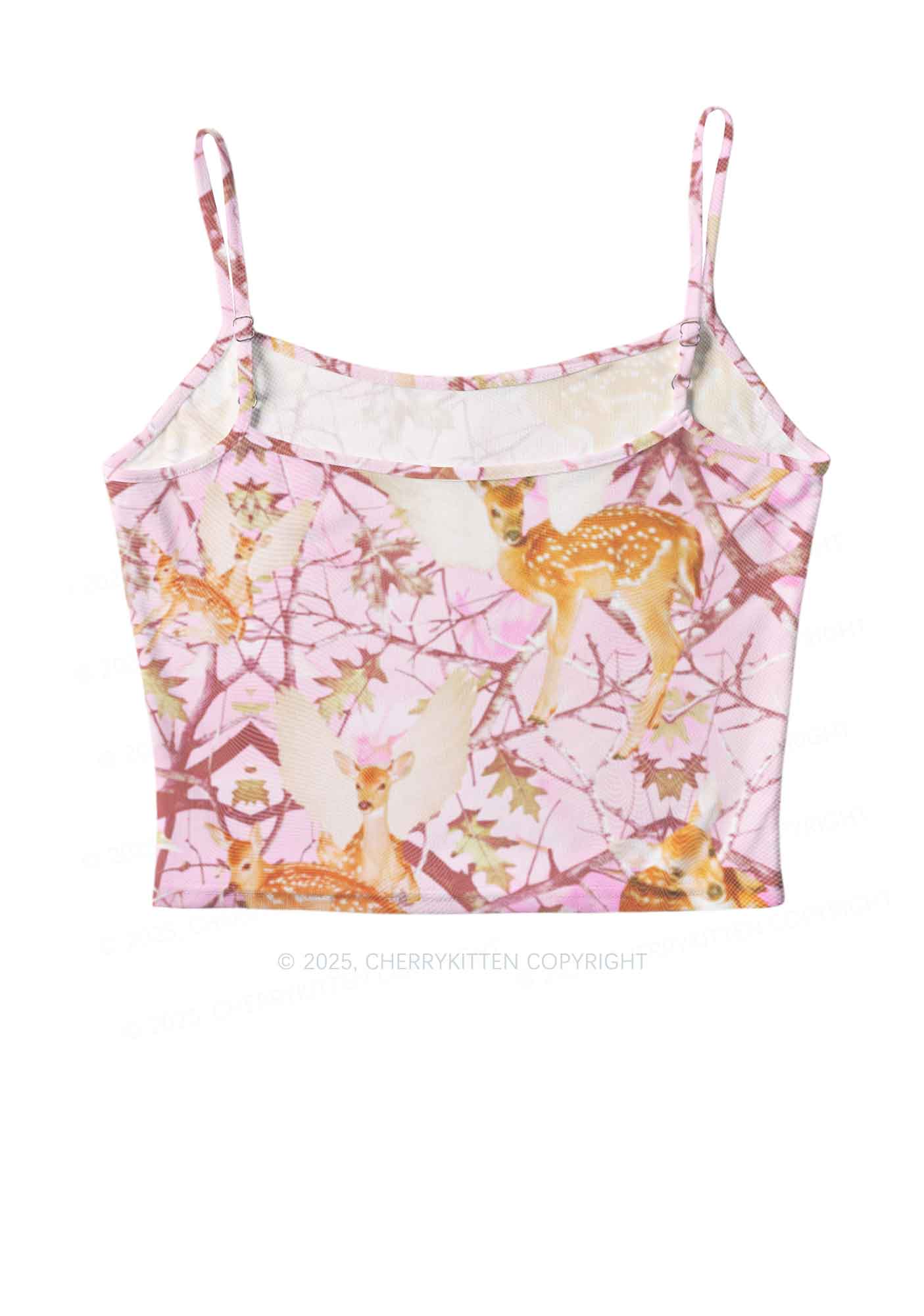 Pink Wood Deer Y2K Mesh Cami Tank Cherrykitten