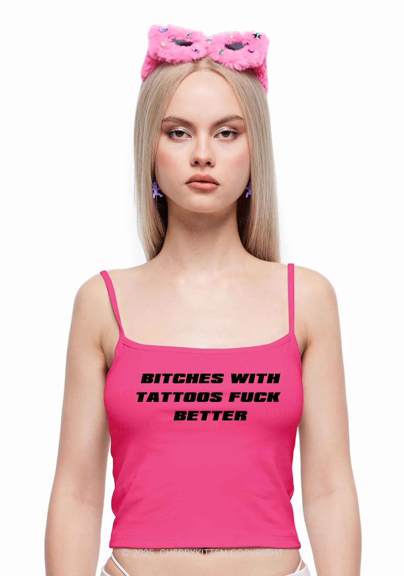 Bxxches With Tattoos Fxxk Better Y2K Spaghetti Strap Cami Cherrykitten
