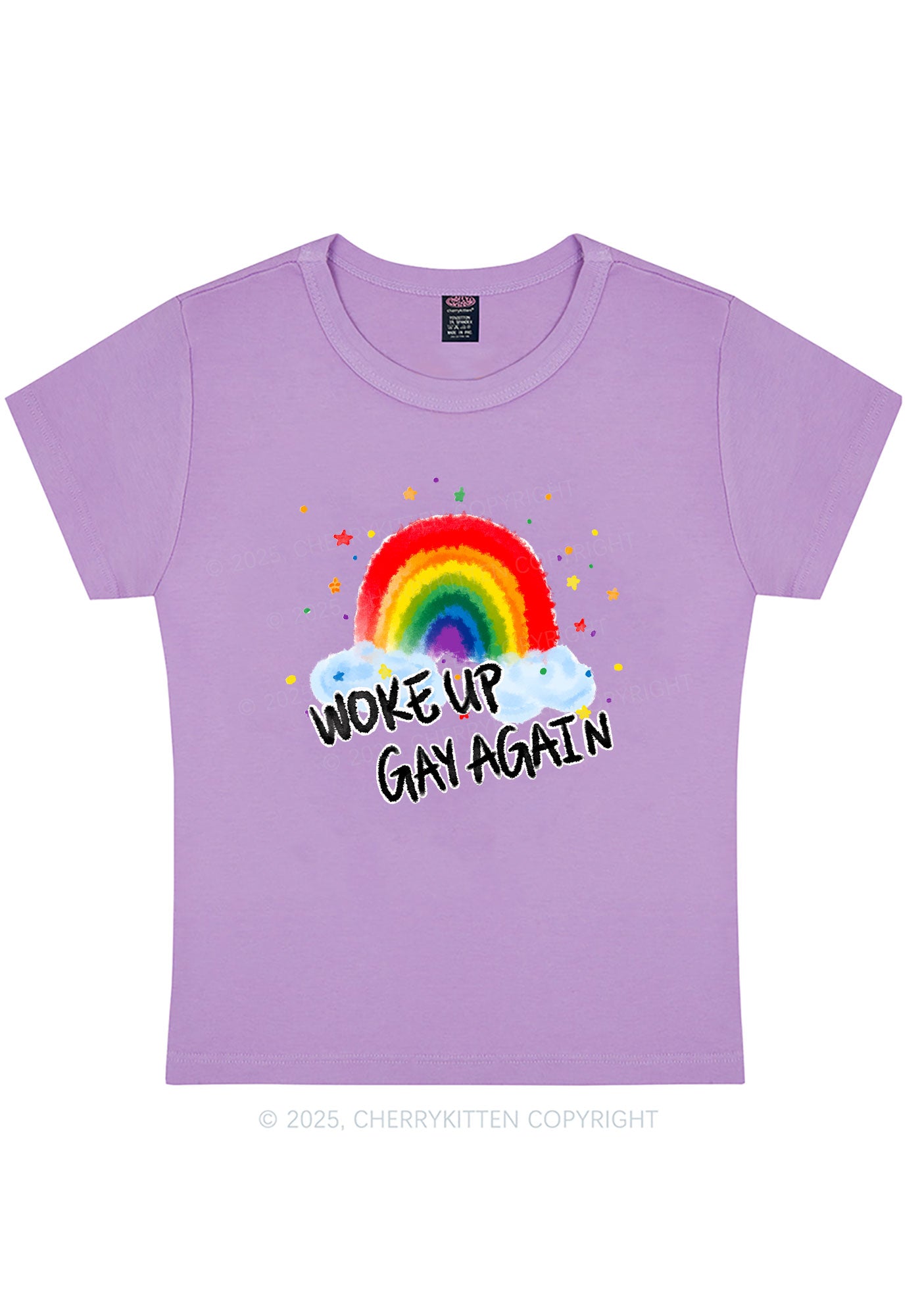 Woke Up Gay Again Y2K Baby Tee Cherrykitten