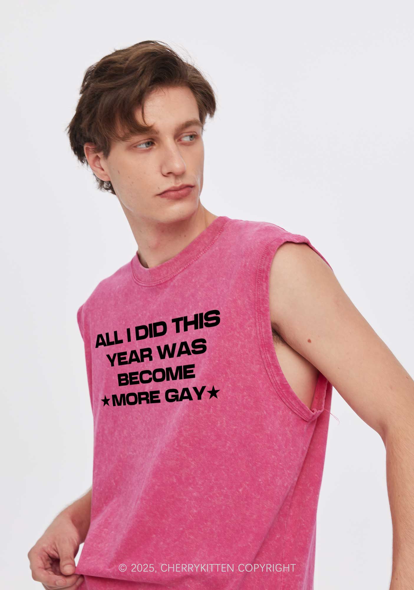 Become More Gay Pride Y2K Washed Muscle Tank Cherrykitten