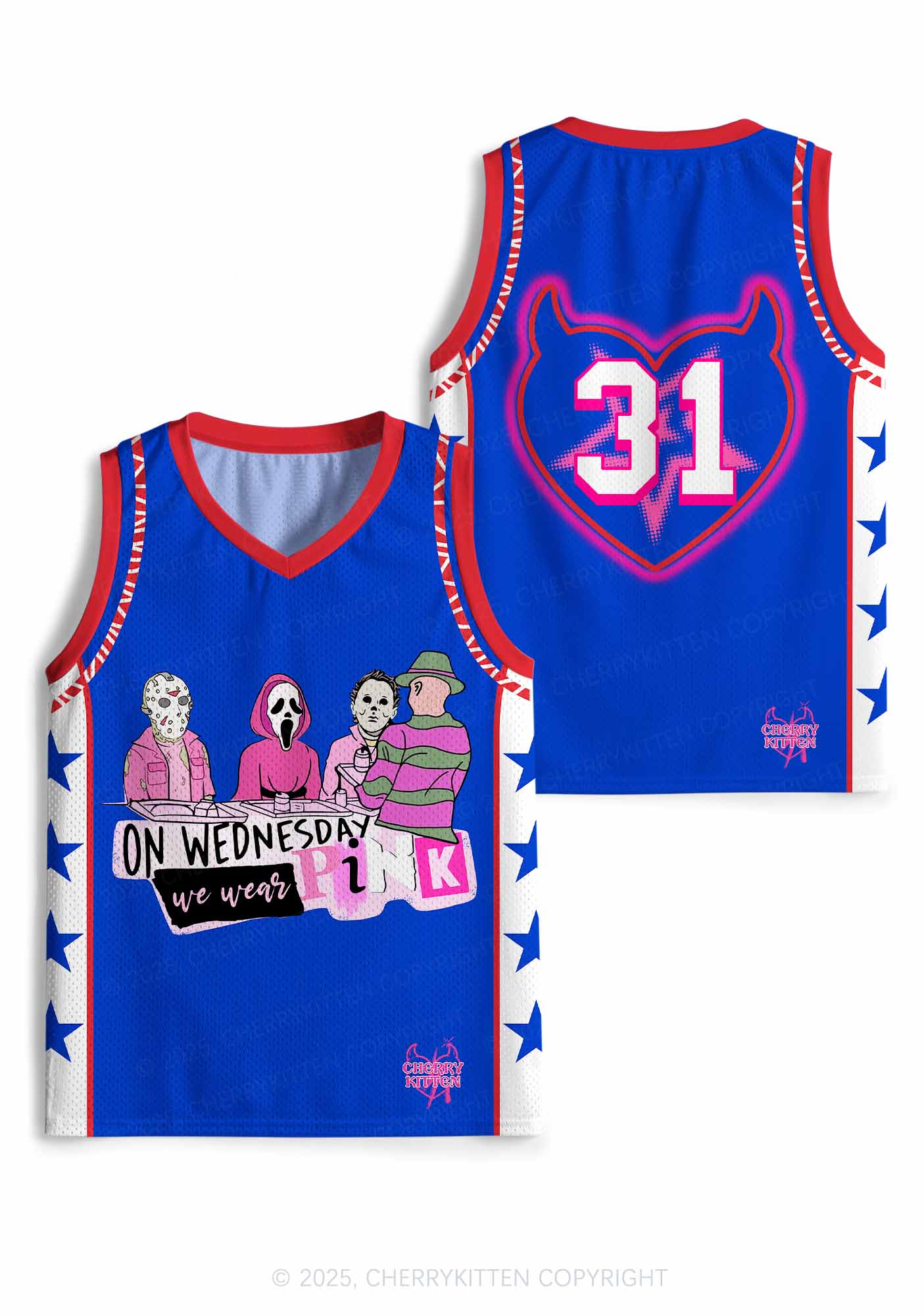 Custom Halloween Wednesday Wear Pink Horror Y2K Sport Jersey Tank Cherrykitten