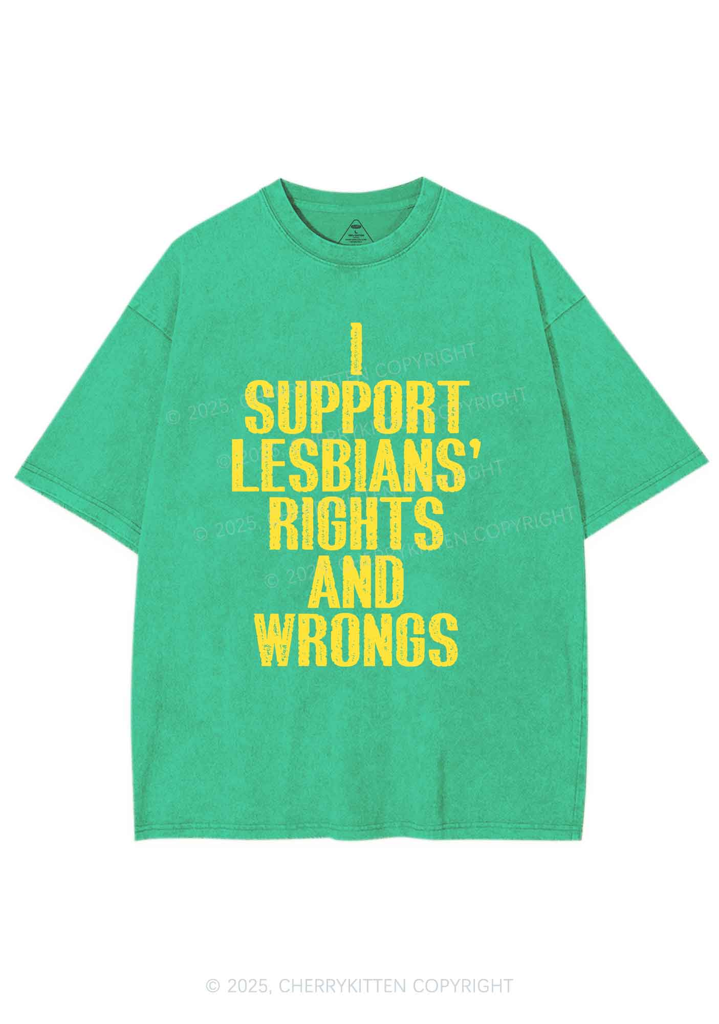 Support Lesbians Rights Pride Y2K Shirts Washed Tee Cherrykitten