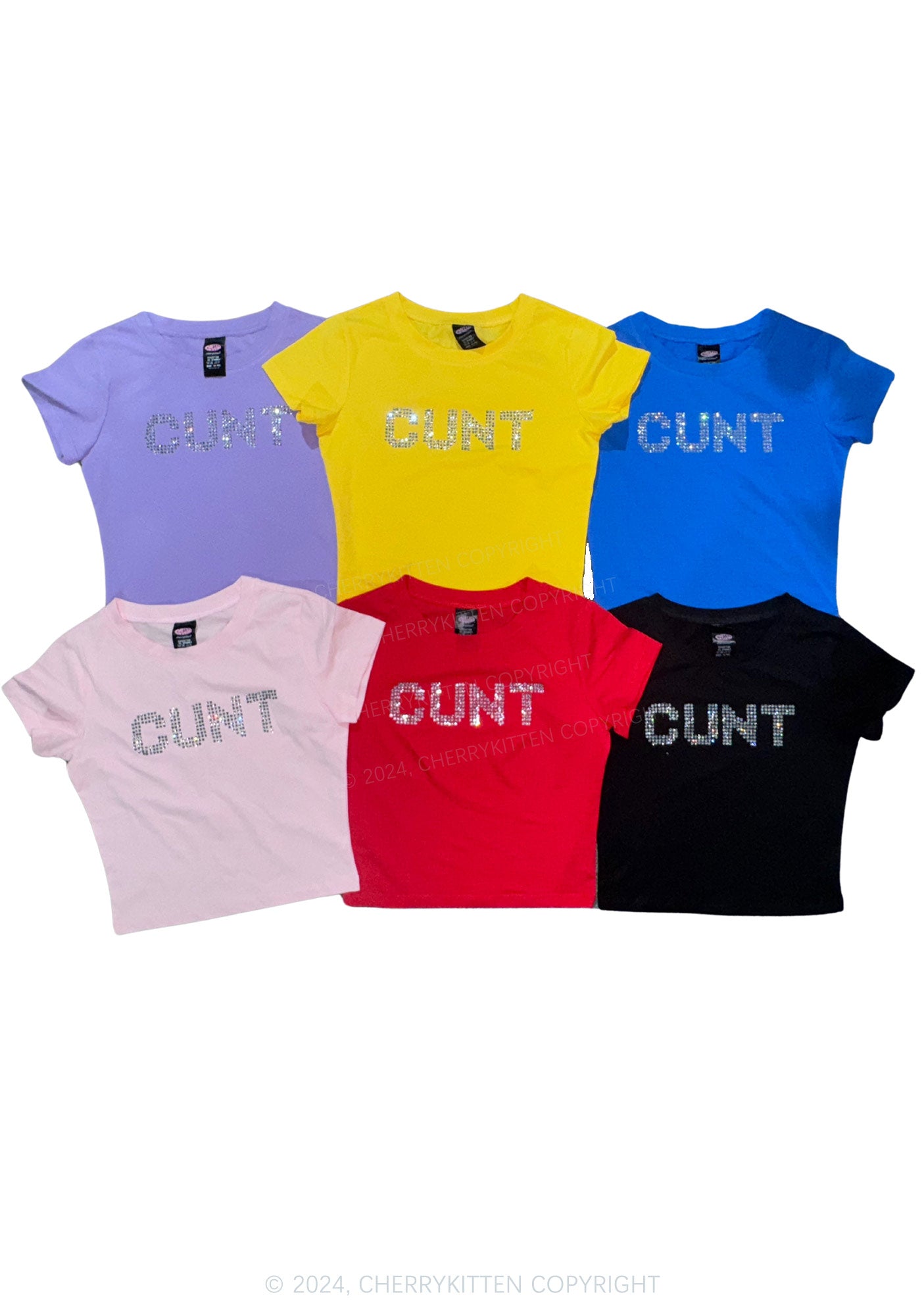 Rhinestone Cxxt Y2K Baby Tee Cherrykitten