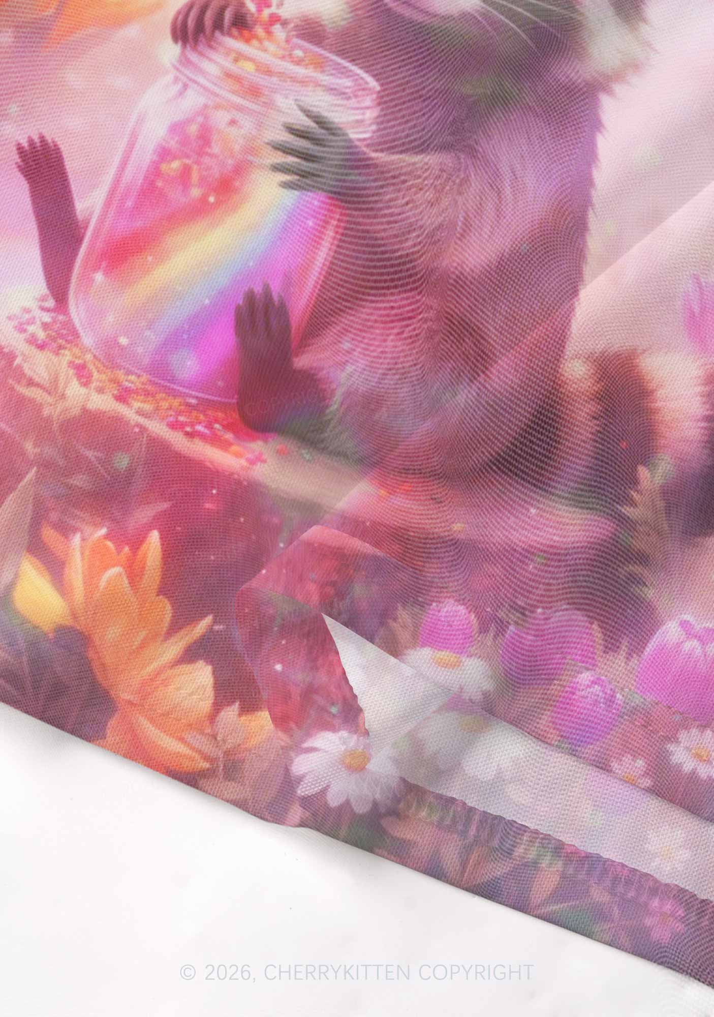 Rainbow Raccoon Pride Y2K Mesh Muscle Tank Cherrykitten