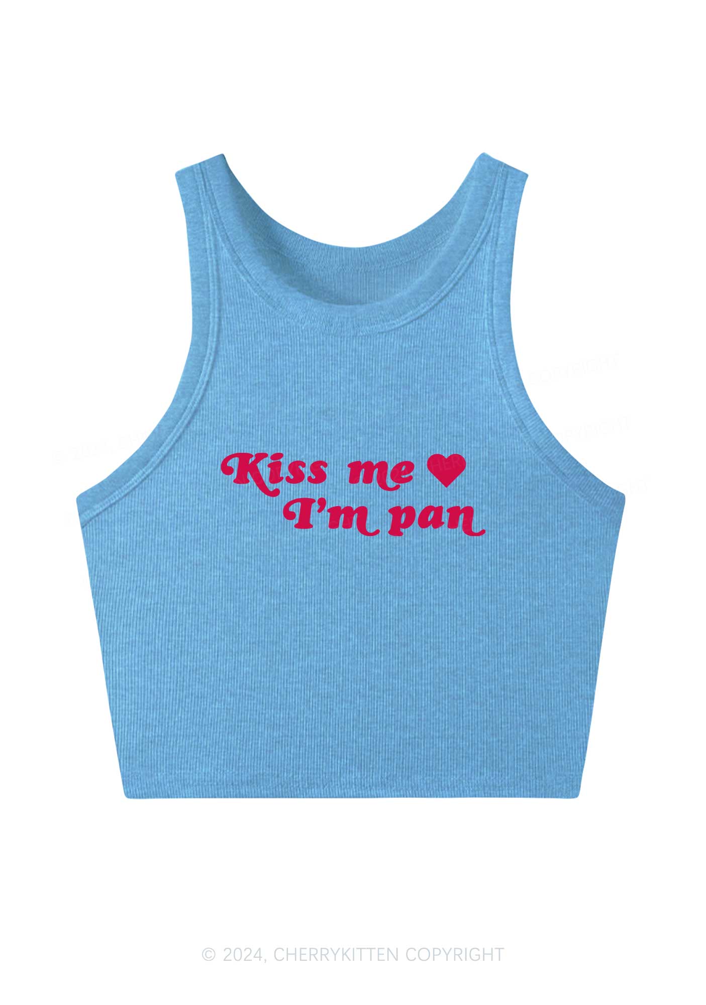 Kiss Me Im Pan Y2K Crop Tank Top Cherrykitten