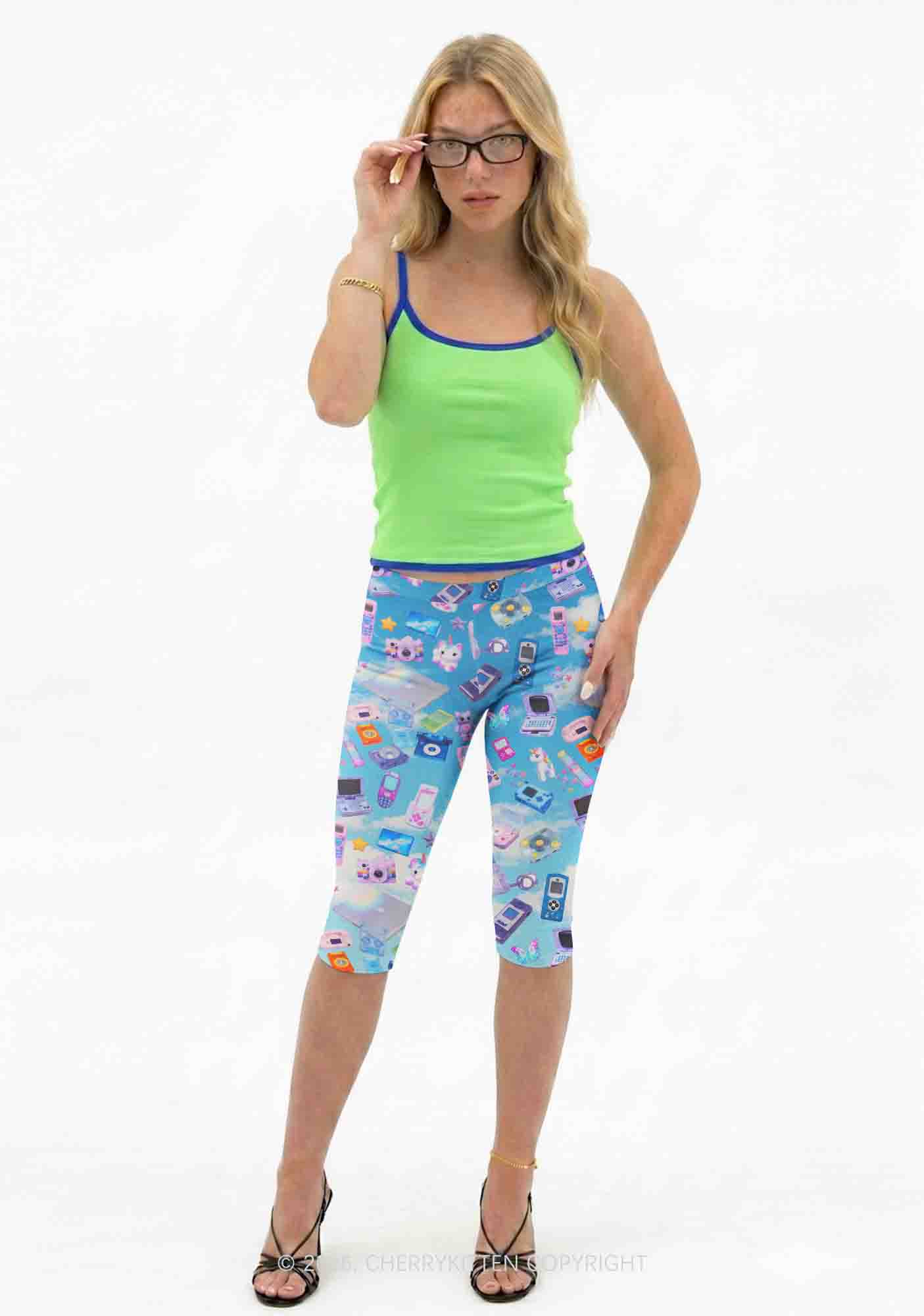 Punk Digital Y2K Print Capri Pants Cherrykitten