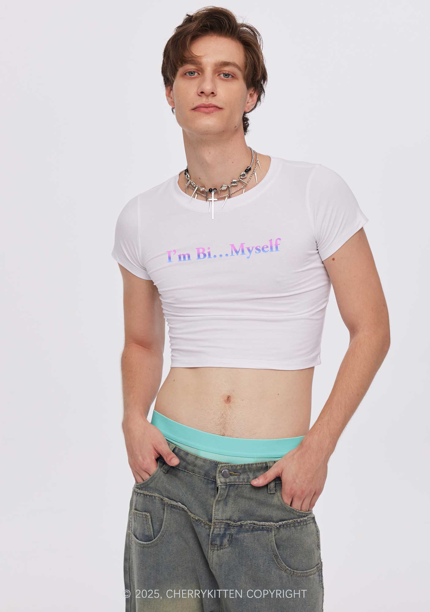 Im Bi Myself Pride Y2K Baby Tee Cherrykitten