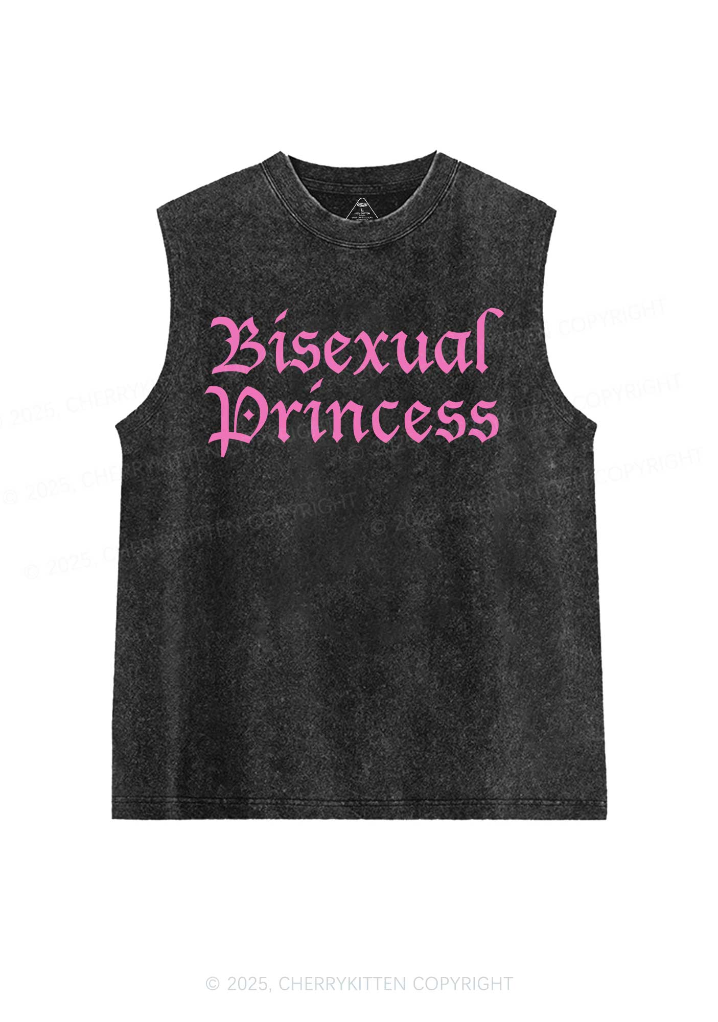 Bisexual Princess Pride Y2K Washed Muscle Tank Cherrykitten