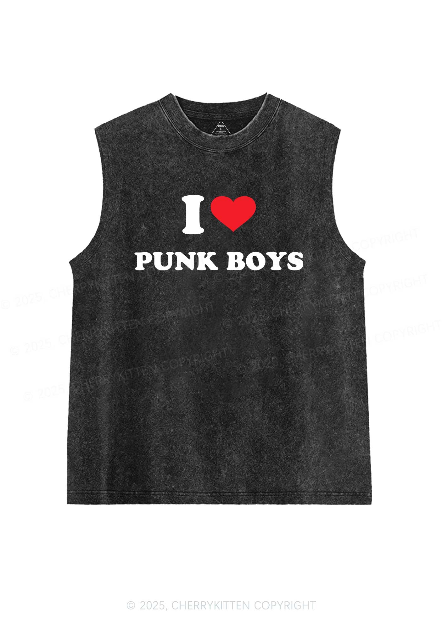I Love Punk Boys Y2K Washed Muscle Tank Cherrykitten