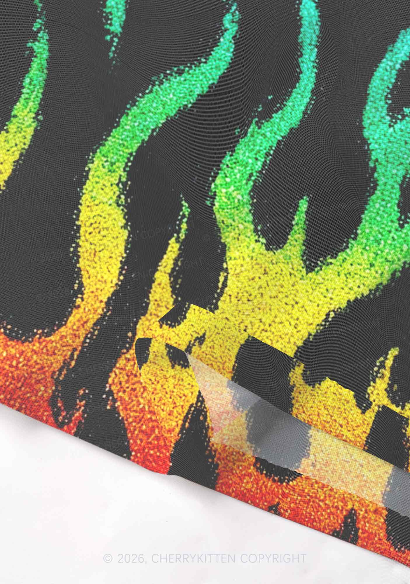 Rainbow Flame Pride Y2K Mesh Cami Tank Cherrykitten