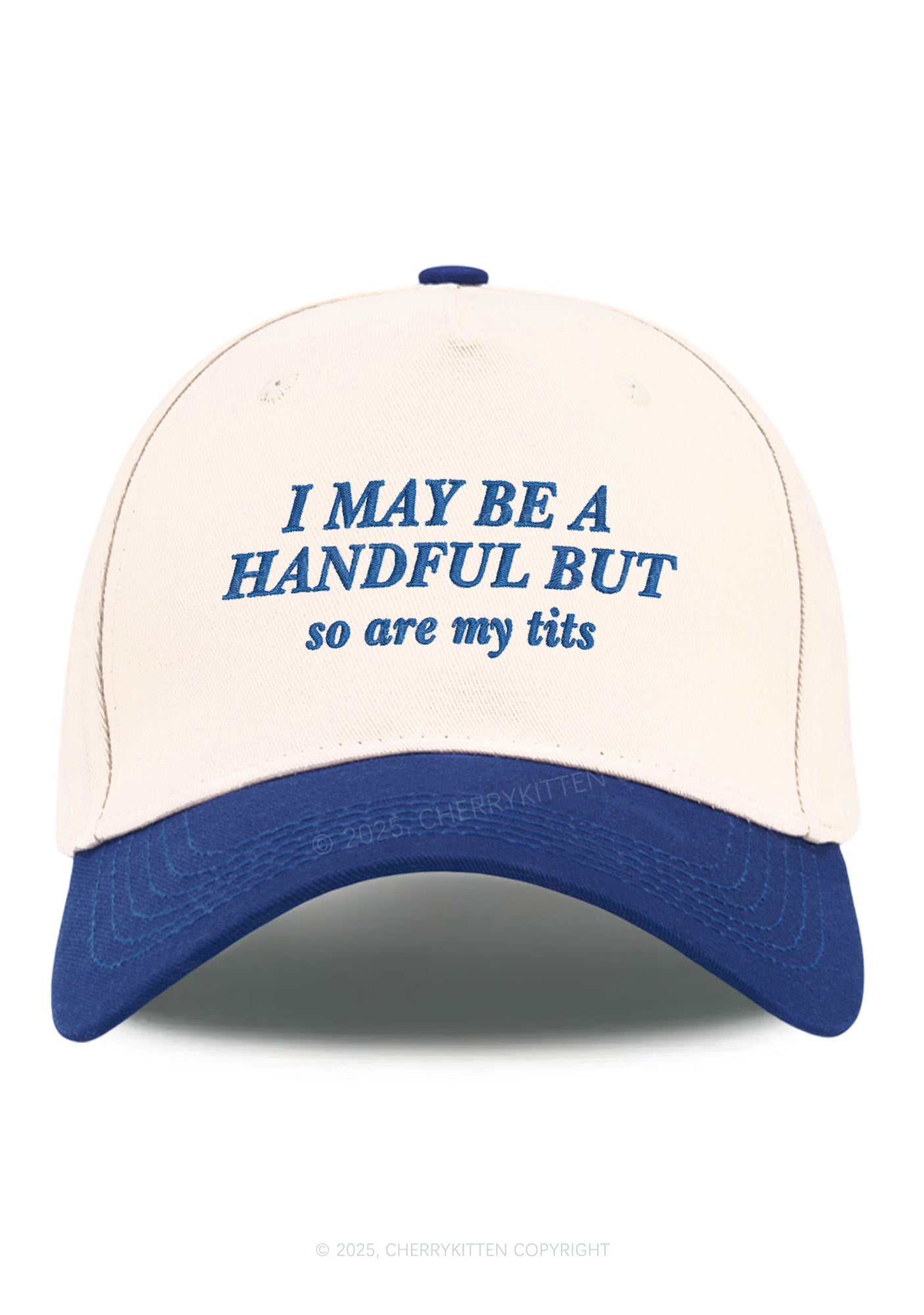 Embroidered I May Be A Handful Y2K Color Block Baseball Cap Cherrykitten