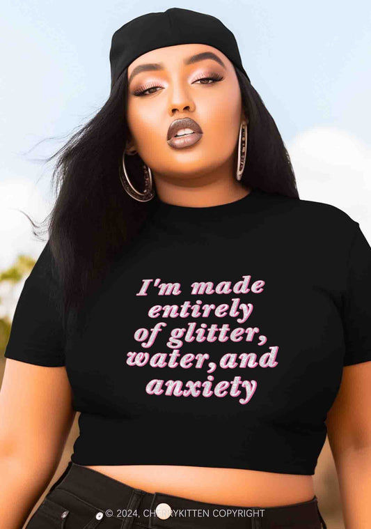 Curvy Glitter Water And Anxiety Y2K Baby Tee Cherrykitten