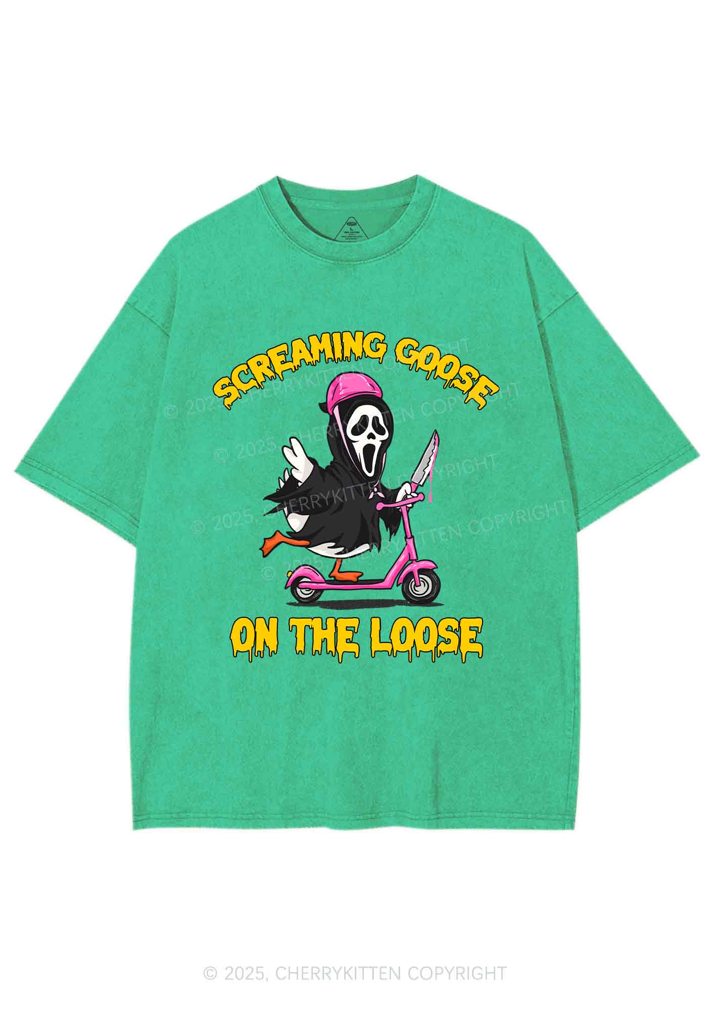 Halloween Screaming Goose On Loose Y2K Shirts Washed Tee Cherrykitten