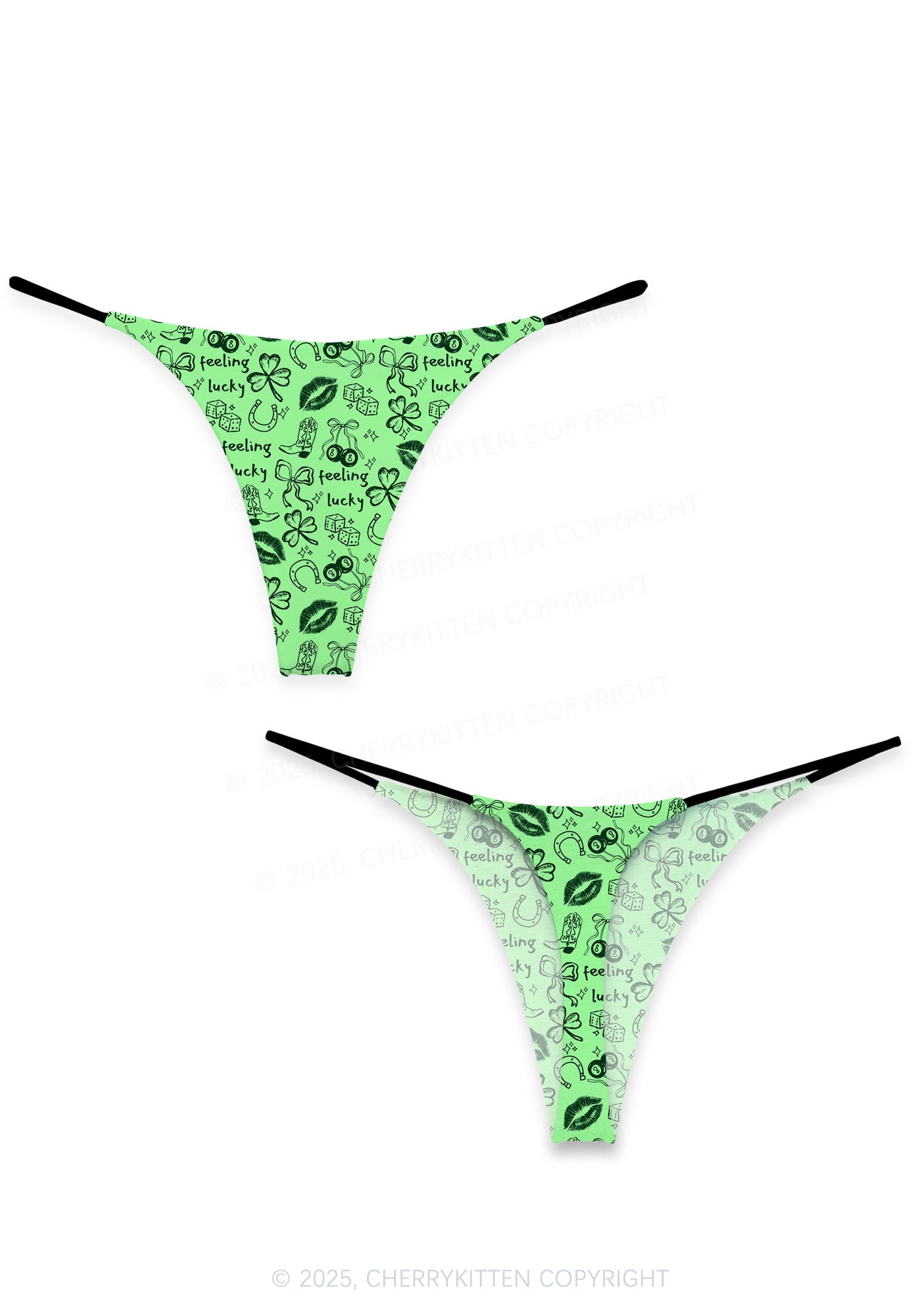 Feeling Lucky Graffiti St Patricks Y2K Print Bikini String Thong Cherrykitten