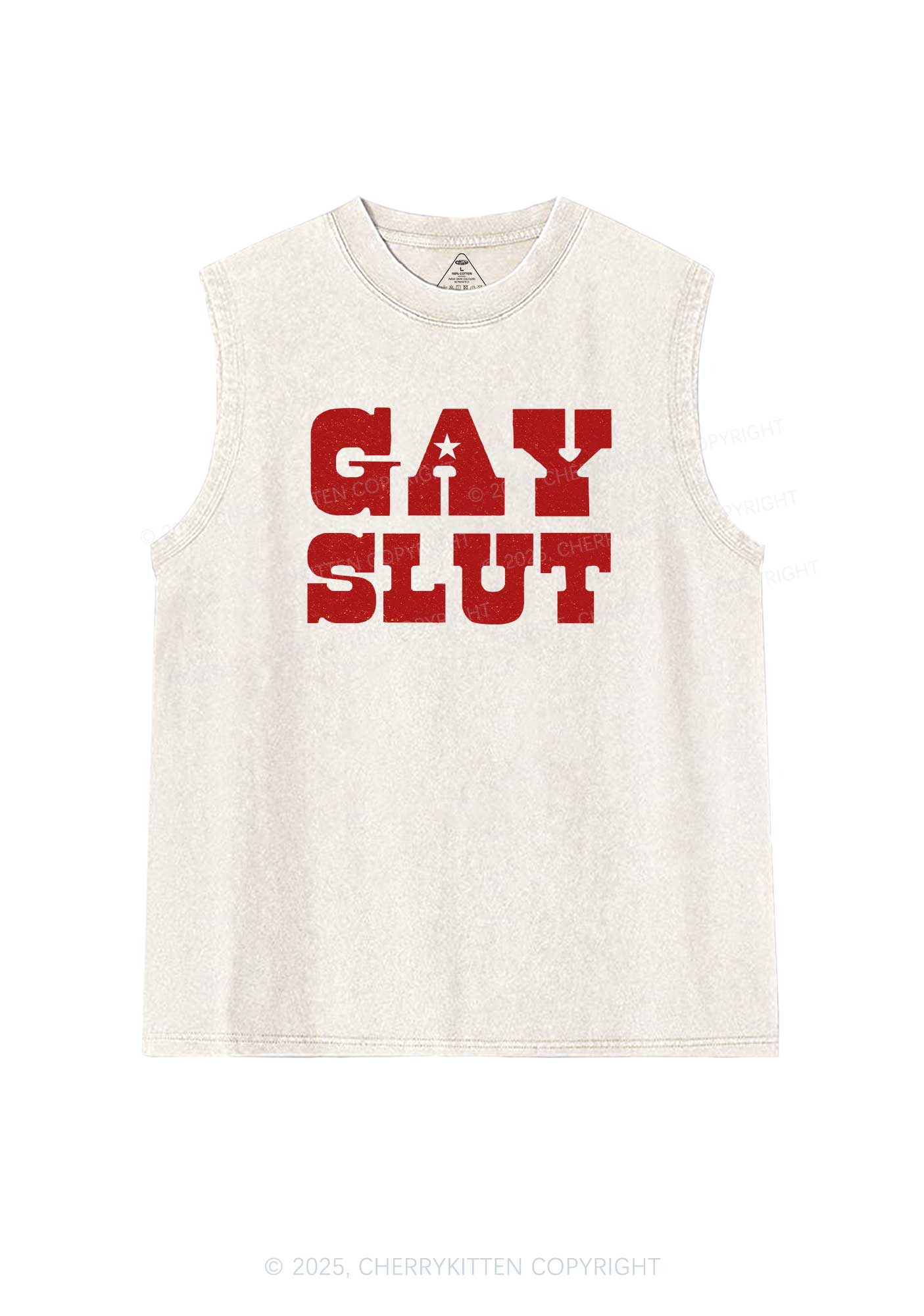 Gay Slxt Pride Y2K Washed Muscle Tank Cherrykitten