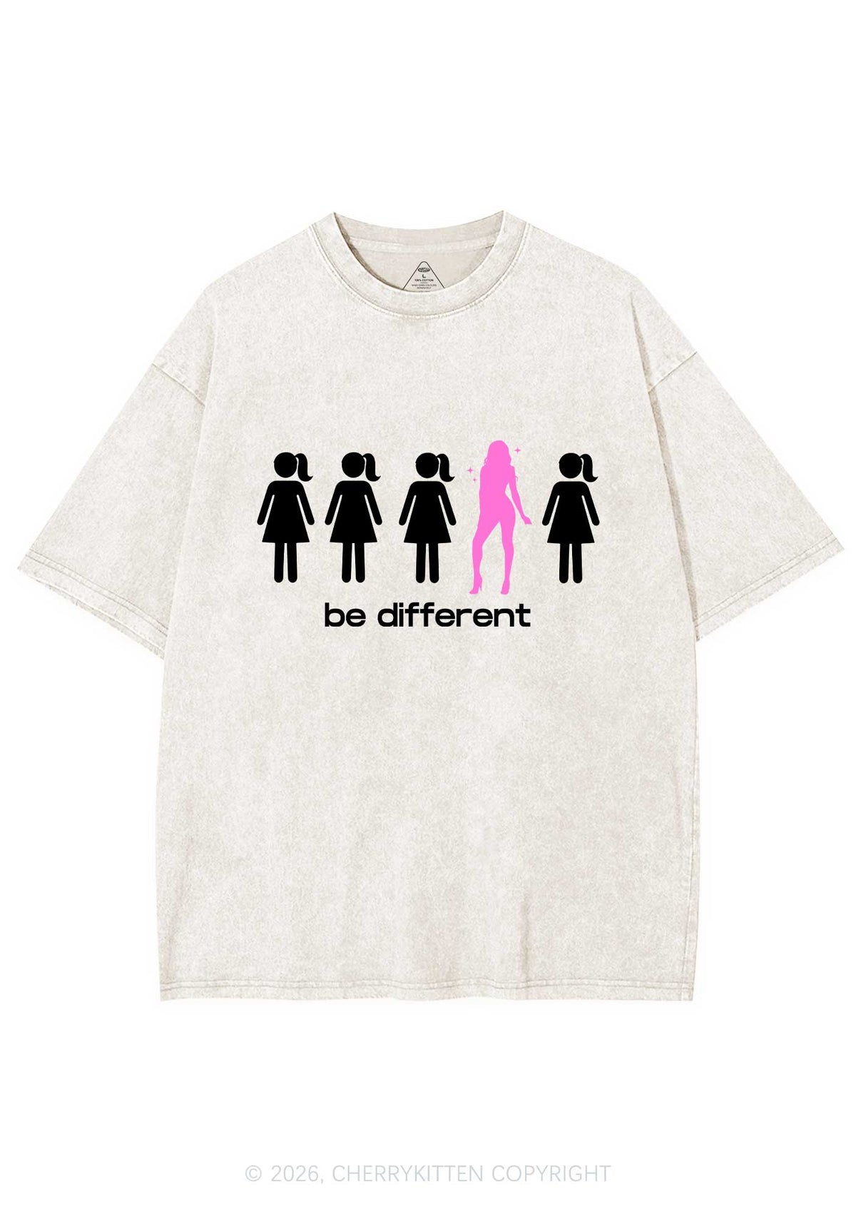 Be Different Girl Y2K Shirts Washed Tee Cherrykitten
