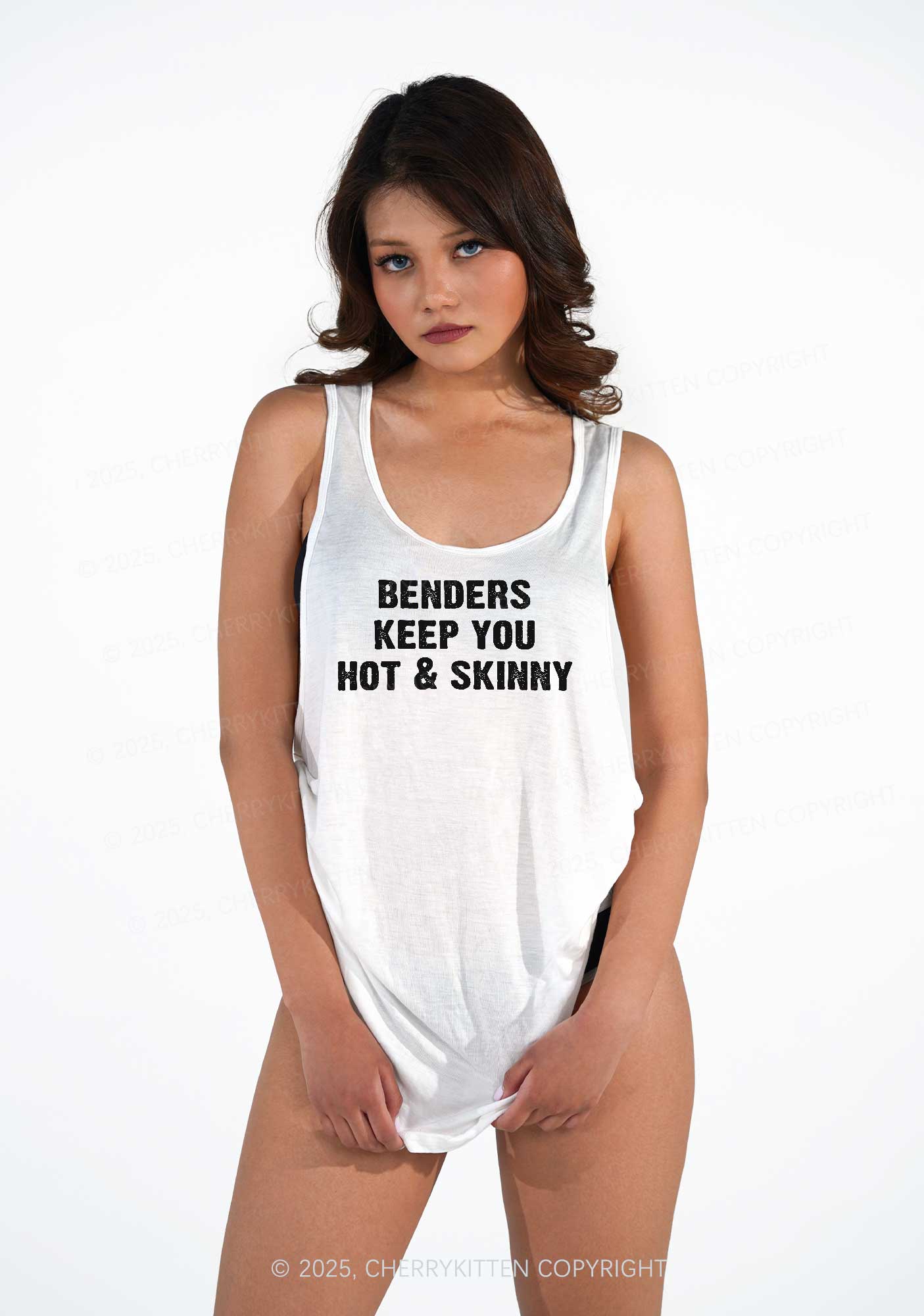 Benders Keep You Hot&Skinny Y2K Sheer Boyfriend Tank Cherrykitten