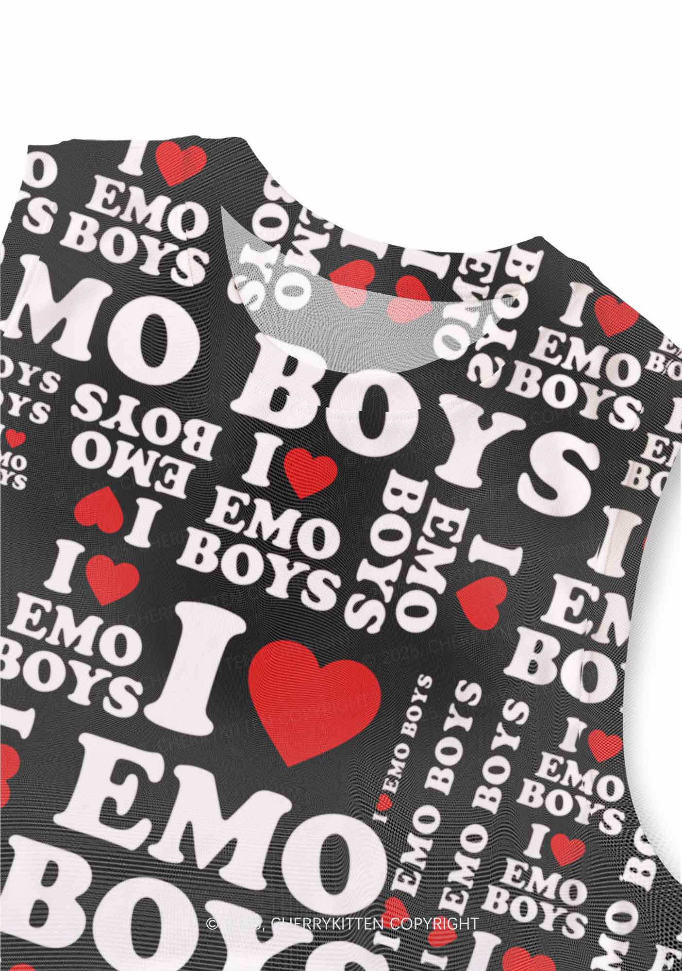 I Love Emo Boys Y2K Mesh Muscle Tank Cherrykitten
